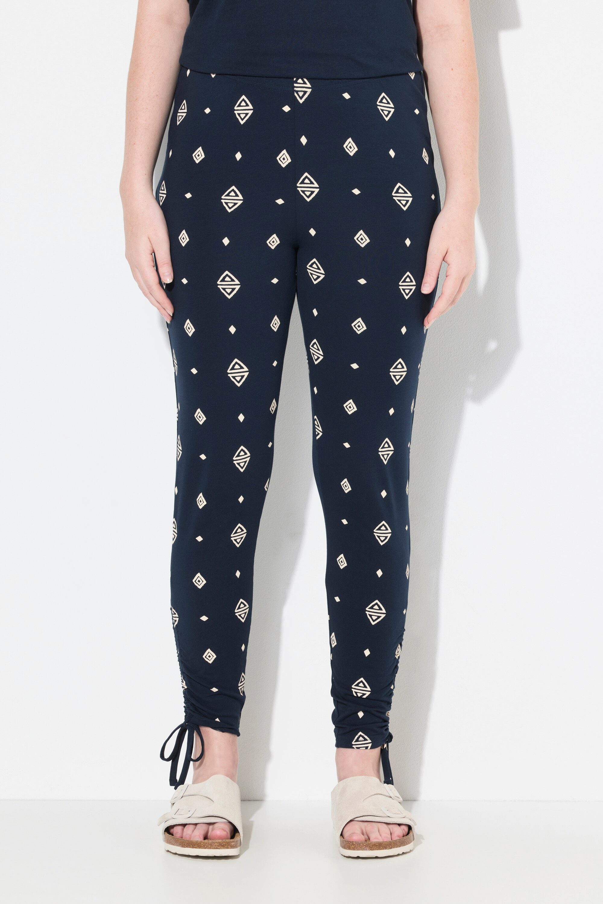 Ulla Popken Leggings Leggings Rhomben Saumband schmales Bein