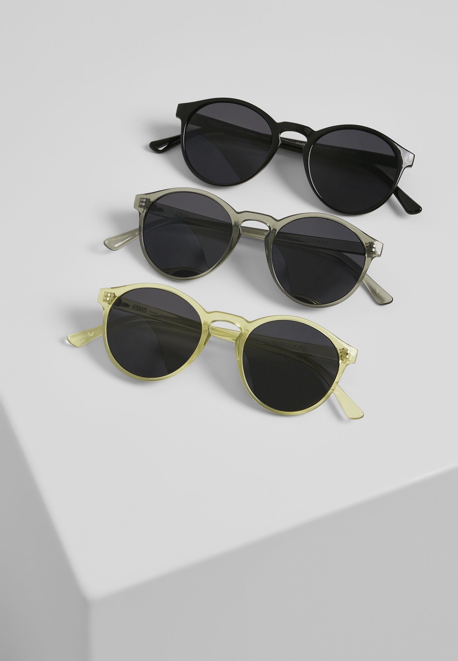 URBAN CLASSICS Sonnenbrille Unisex Sunglasses Cypress 3-Pack black/lightgrey/yellow