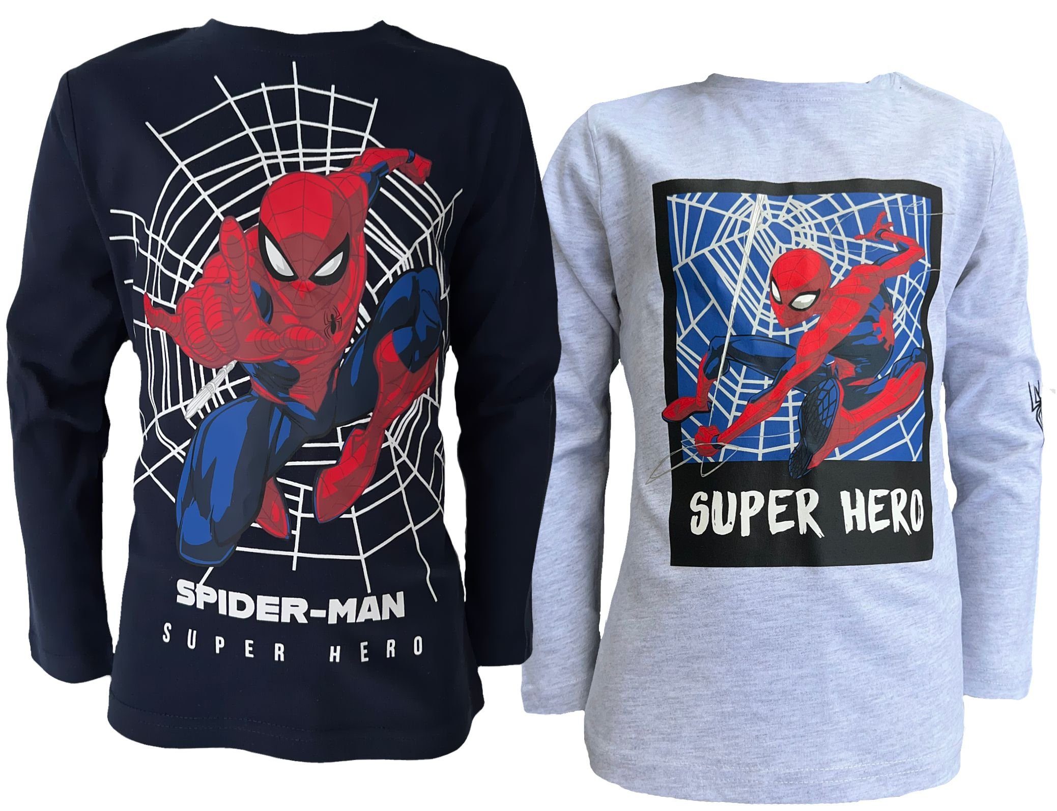 Spiderman Longsleeve 2x Spider Man Langarm T-Shirts Jungen Sweatshirts mit lizensiertem Print