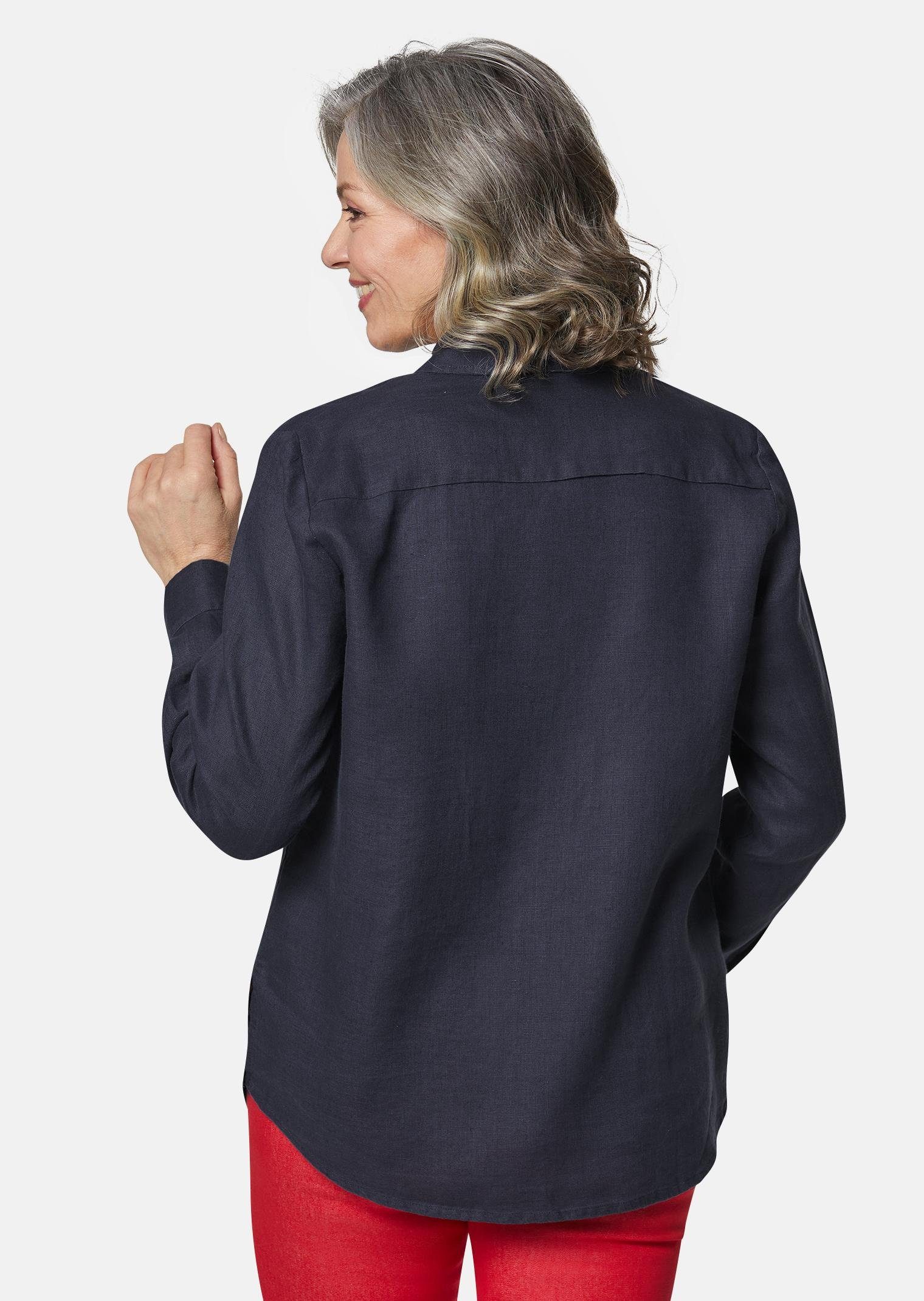 GOLDNER Langarmbluse Bequeme Damen Businessbluse Leichte Bluse aus reinem Leinen in Hemdblusenform