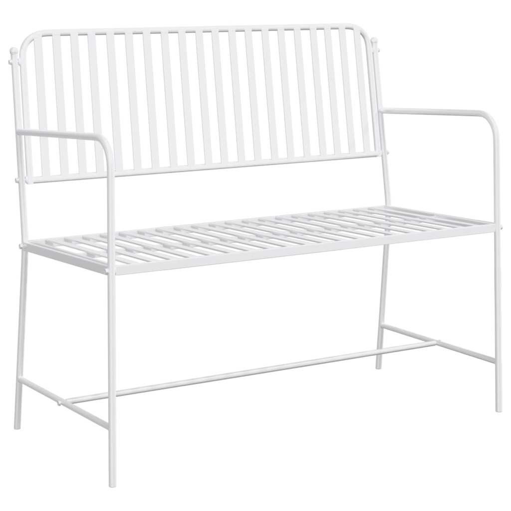 furnicato Gartenbank Moderne aus Stahl 103,5 x 51,5 x 90 cm Weiß, Wetterbeständige Sitzbank mit ergonomischen Rücken- und Armlehnen