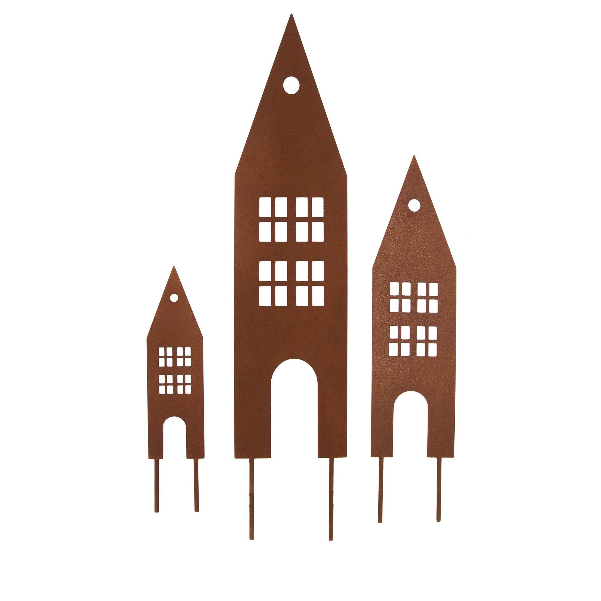 UNUS GARDEN Gartenstecker Gartenstecker Rost Häuser 3er Set (3-St) günstig online kaufen