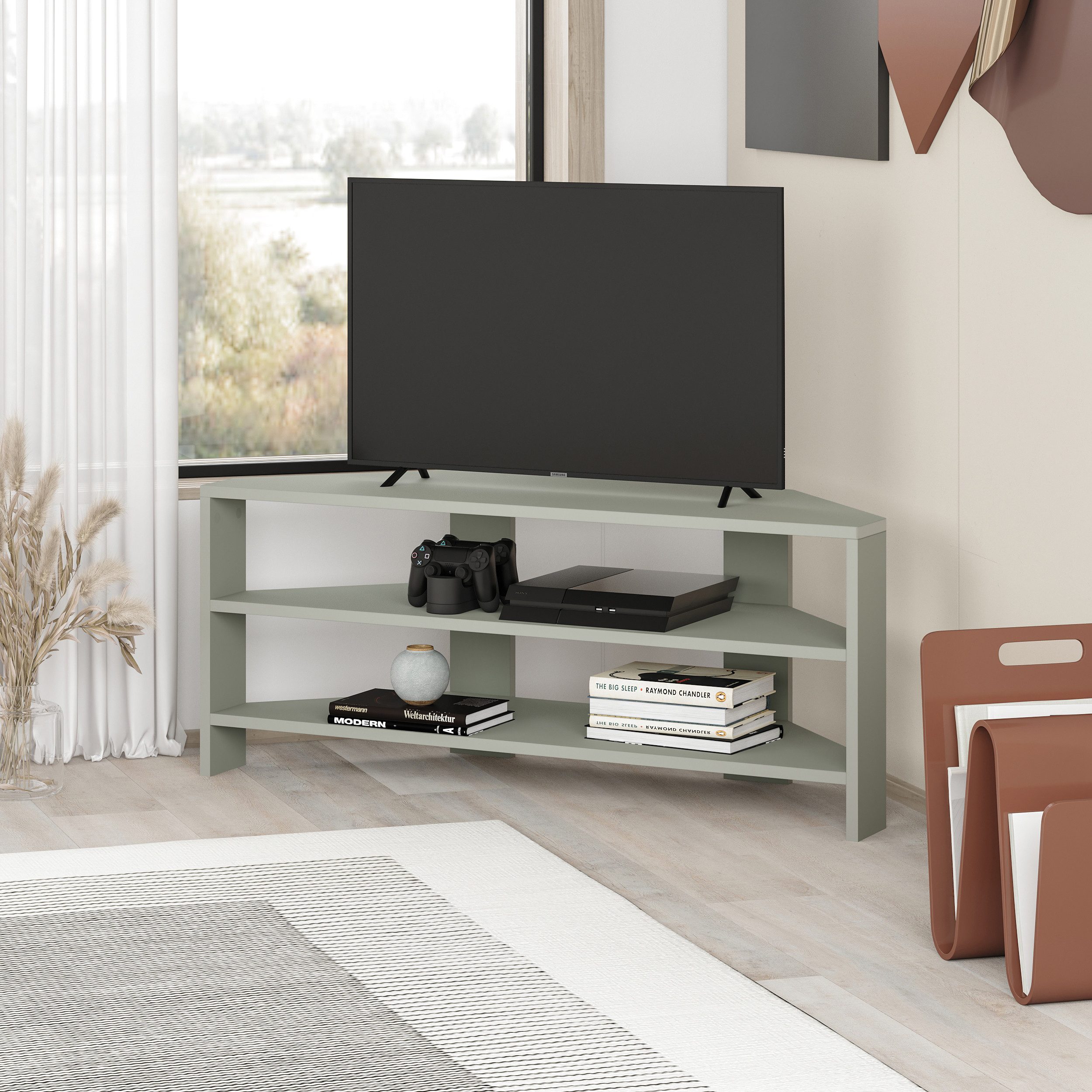 Decortie TV-Schrank Thales (1 set) Modernes Eck-Fernsehgerät Multimedia-Cen günstig online kaufen