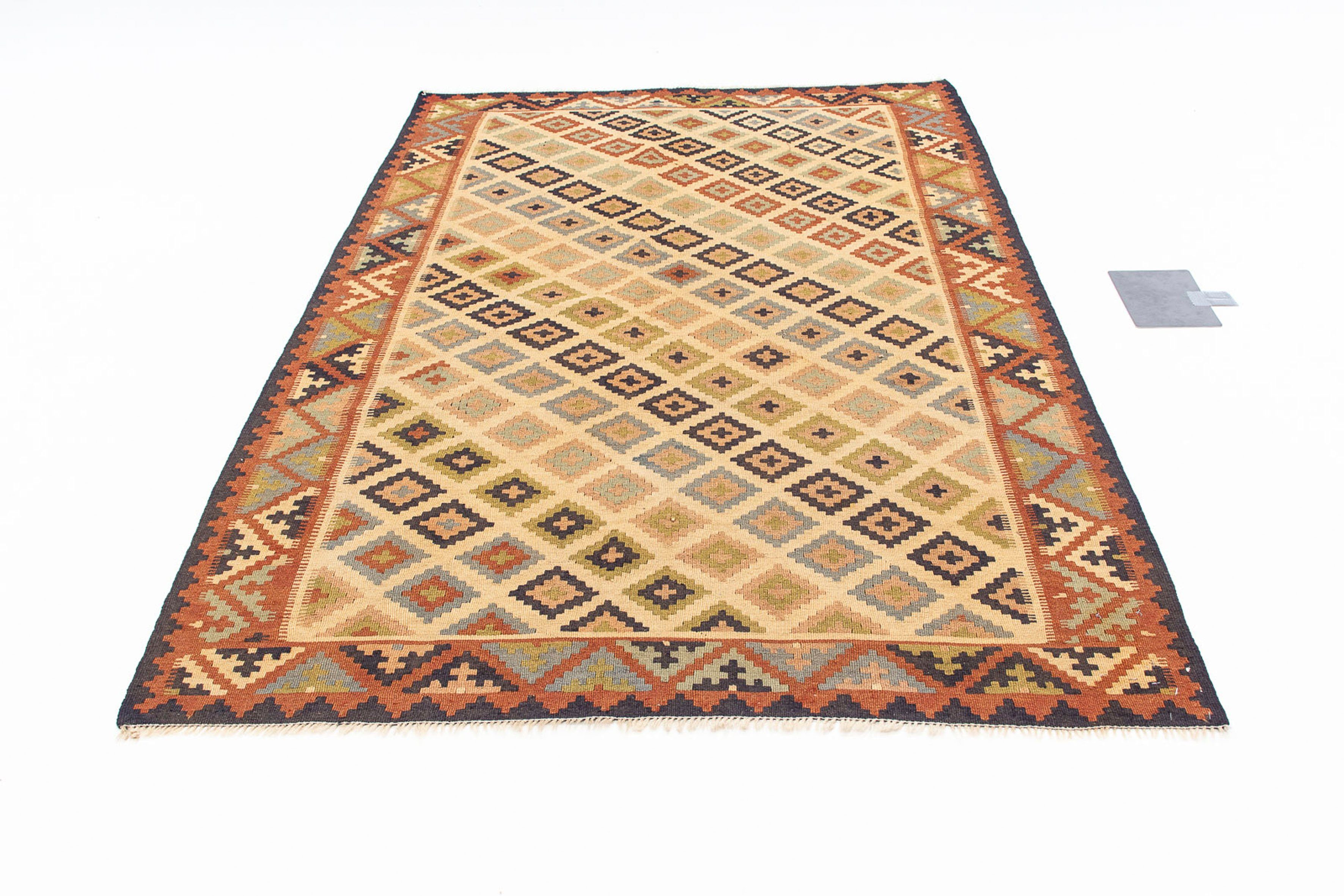 Wollteppich Kelim - Oriental - 205 x 136 cm - mehrfarbig, morgenland, rechteckig, Höhe: 4 mm, Wohnzimmer, Einzelstück