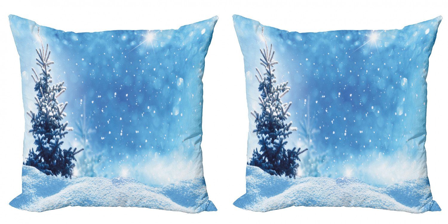 Winter Schneeflocken Gefrorene Kissenbezüge Doppelseitiger Abakuhaus Digitaldruck, (2 Pine Accent Modern Stück),
