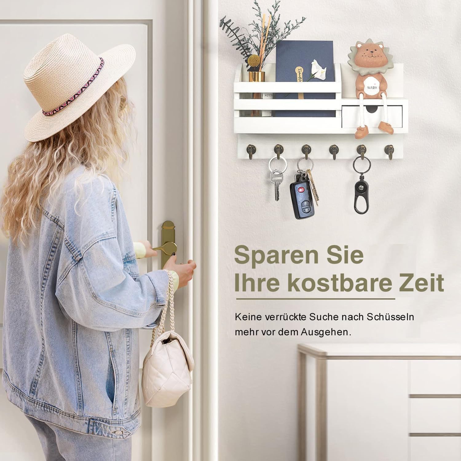 SURFOU Schlüsselbrett Schlüsselhalter Wand Schlüsselbrett Briefhalter mit 6 günstig online kaufen