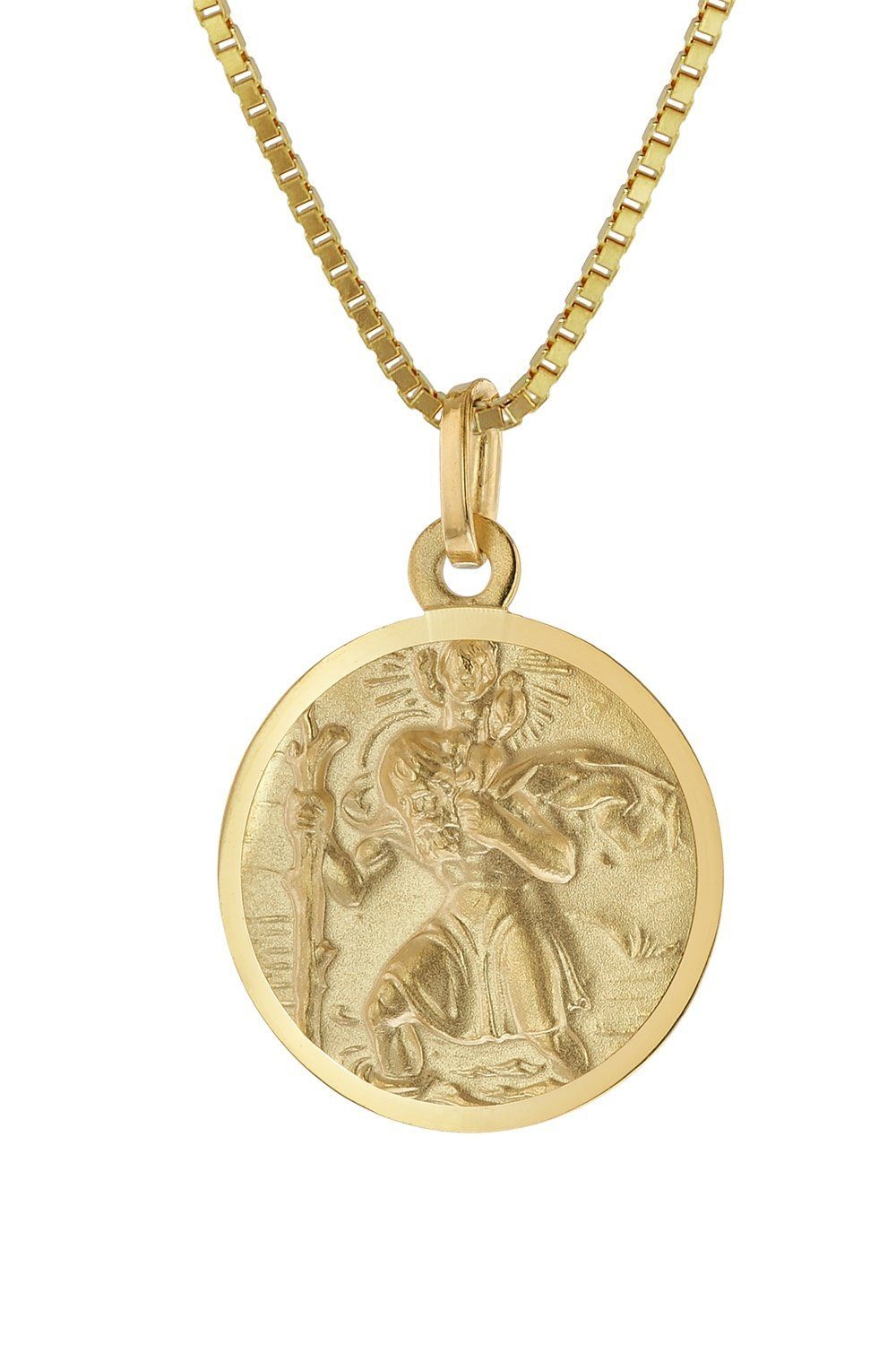 trendor Kette mit Anhänger Christophorus 585 Anhänger Gold 16 Ø Silberkette vergoldete + mm