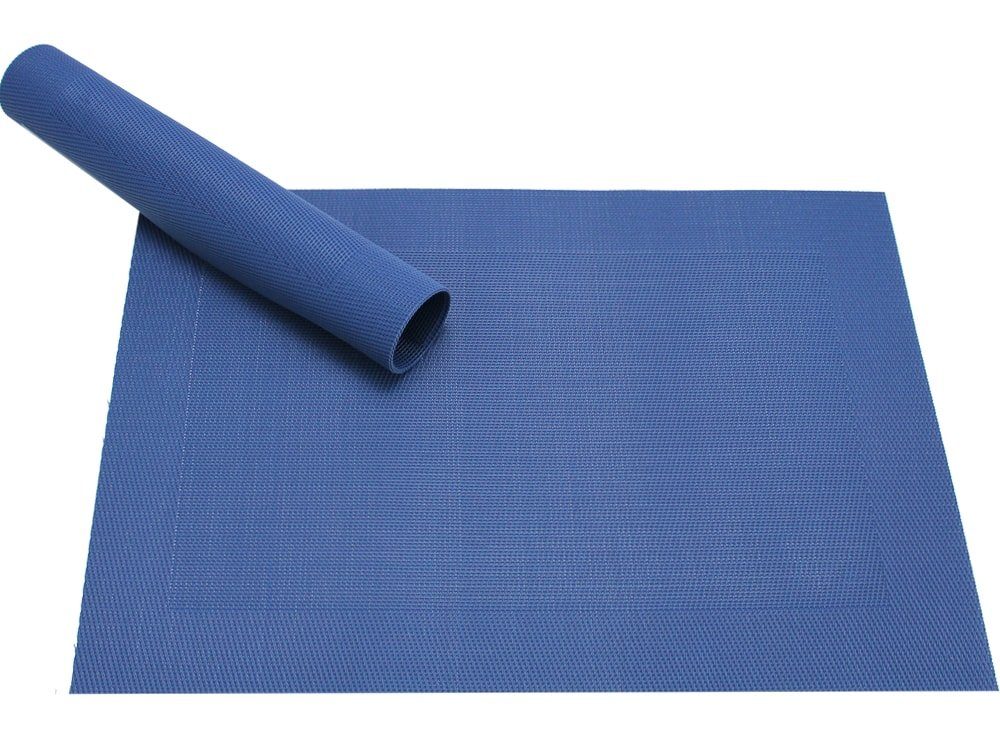 Platzset, Tischset BORDA blau dunkelblau Tischunterlage als Tischdeko, matches21 HOME & HOBBY, (1-St), modernes Esstisch Platzdeckchen als abwaschbarer Tischuntersetzer