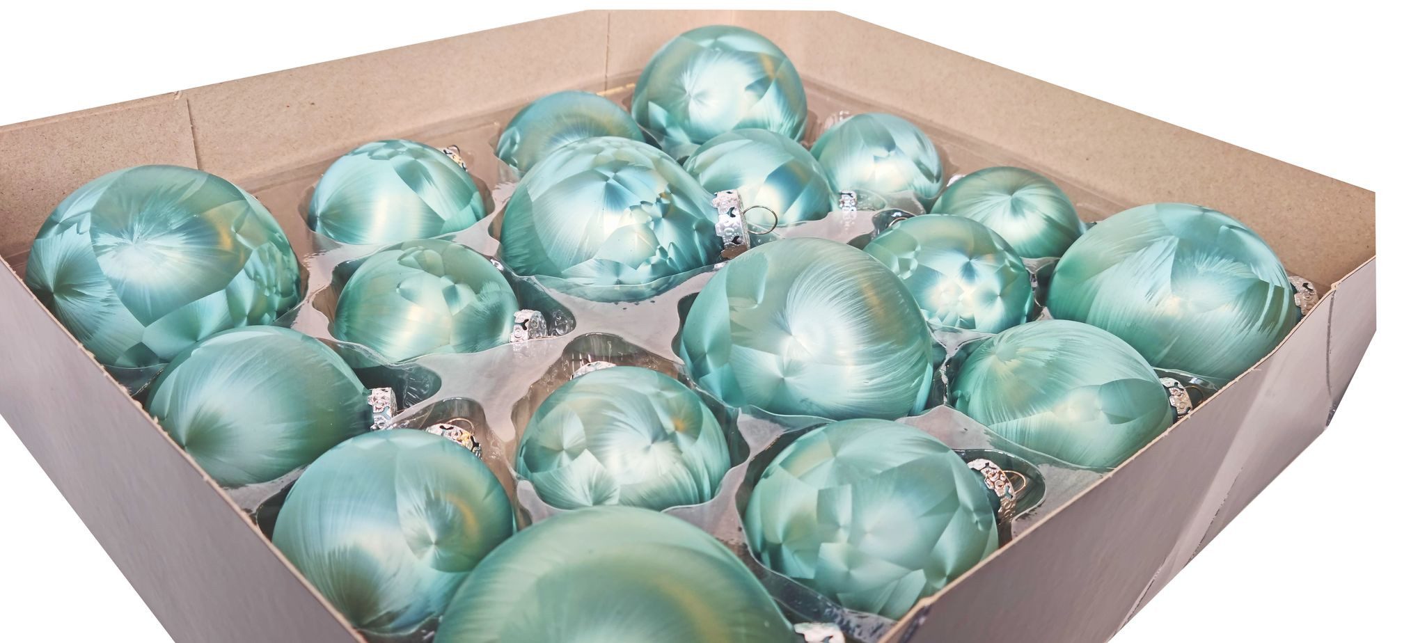 JACK Christbaumschmuck Glas Eislack Weihnachtsbaumkugeln 18 tlg. Set, einzigartige Unikate, Handarbeit, Made in Germany, inkl. Haken