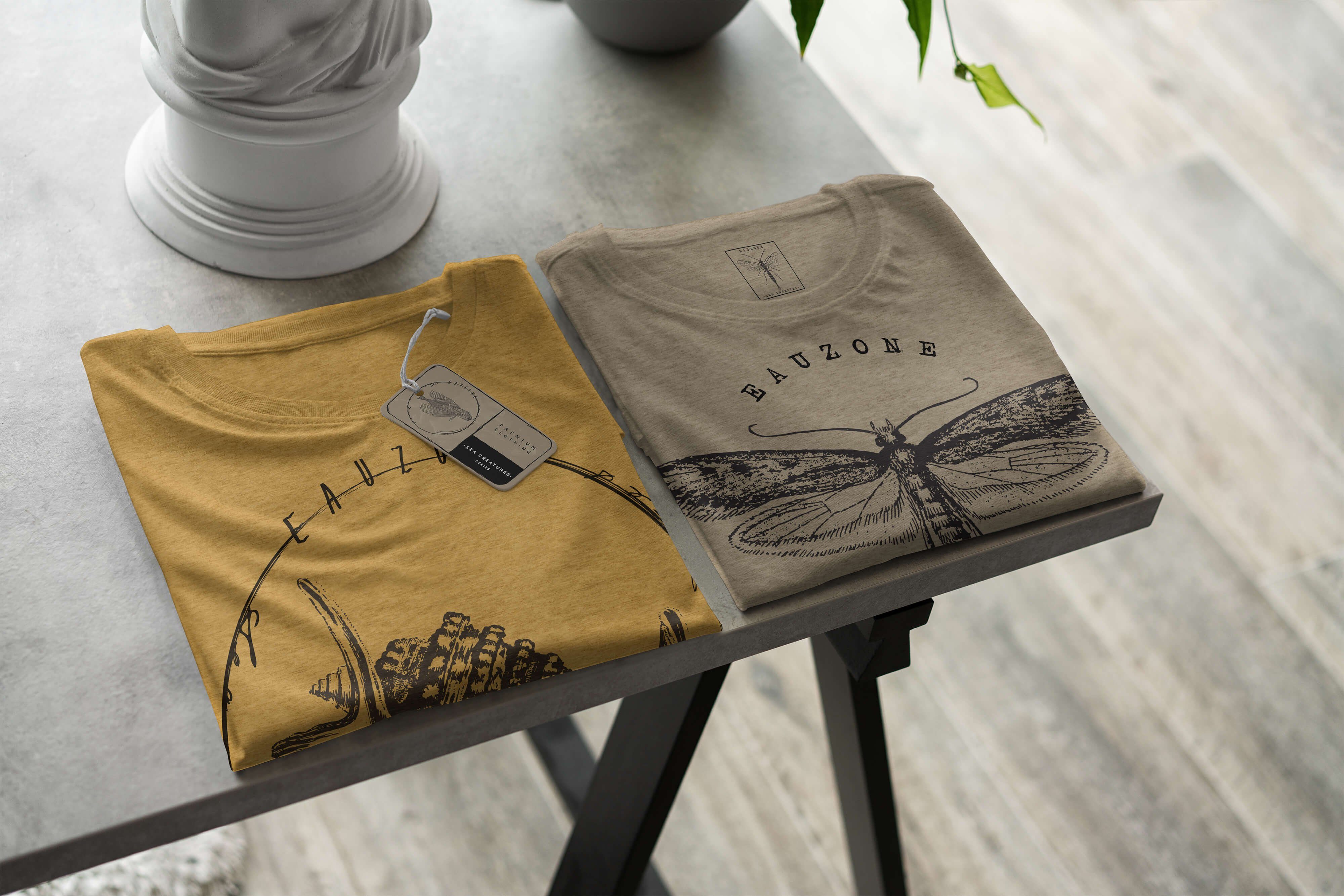 068 feine Schnitt Sinus und Antique Serie: Creatures, Sea Struktur Gold - Tiefsee / T-Shirt Fische sportlicher T-Shirt Art Sea