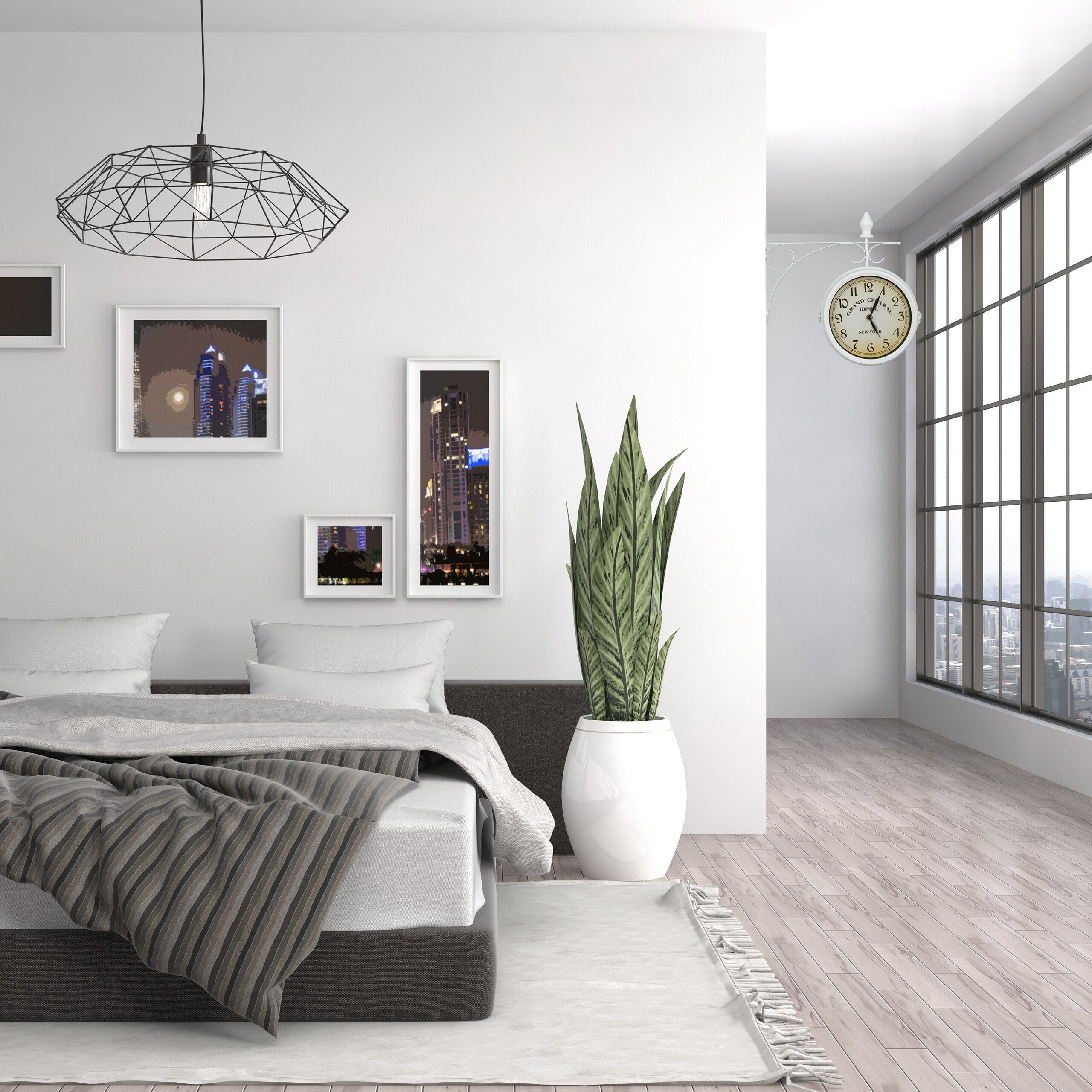 relaxdays Wanduhr Bahnhofsuhr doppelseitig in Weiß – Bild 5 von 5
