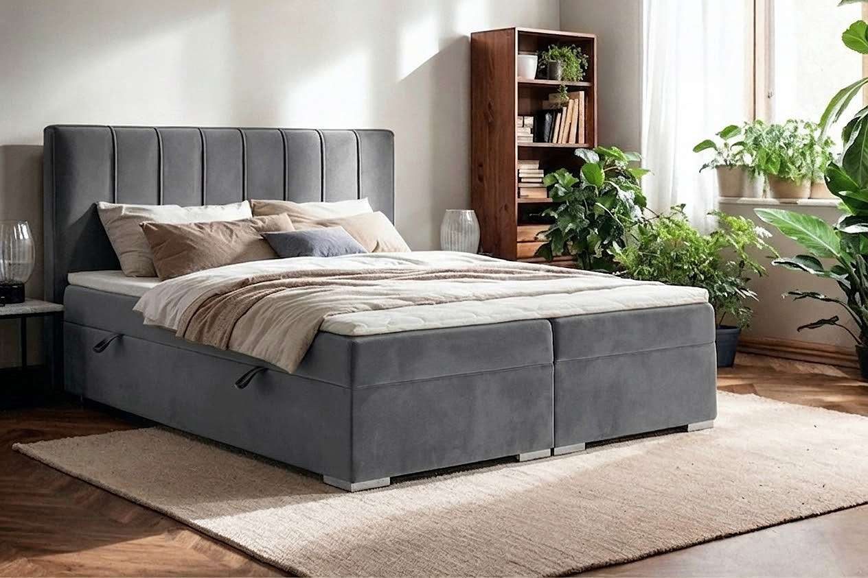 Home affaire Boxbett GALLIPOL mit Bettkästen, Matratze und Topper, Breite 140/160/180/200cm (Doppelbet mit Kopfteil), Stauraumbett mit Bonnell- oder Taschenfederkernmatratze (H2, H3)