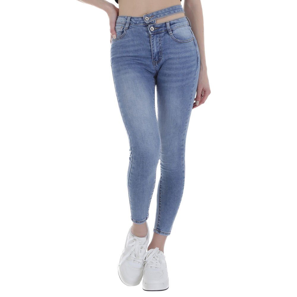 Ital-Design Skinny-fit-Jeans Damen Freizeit Used-Look Stretch Skinny Jeans in Blau