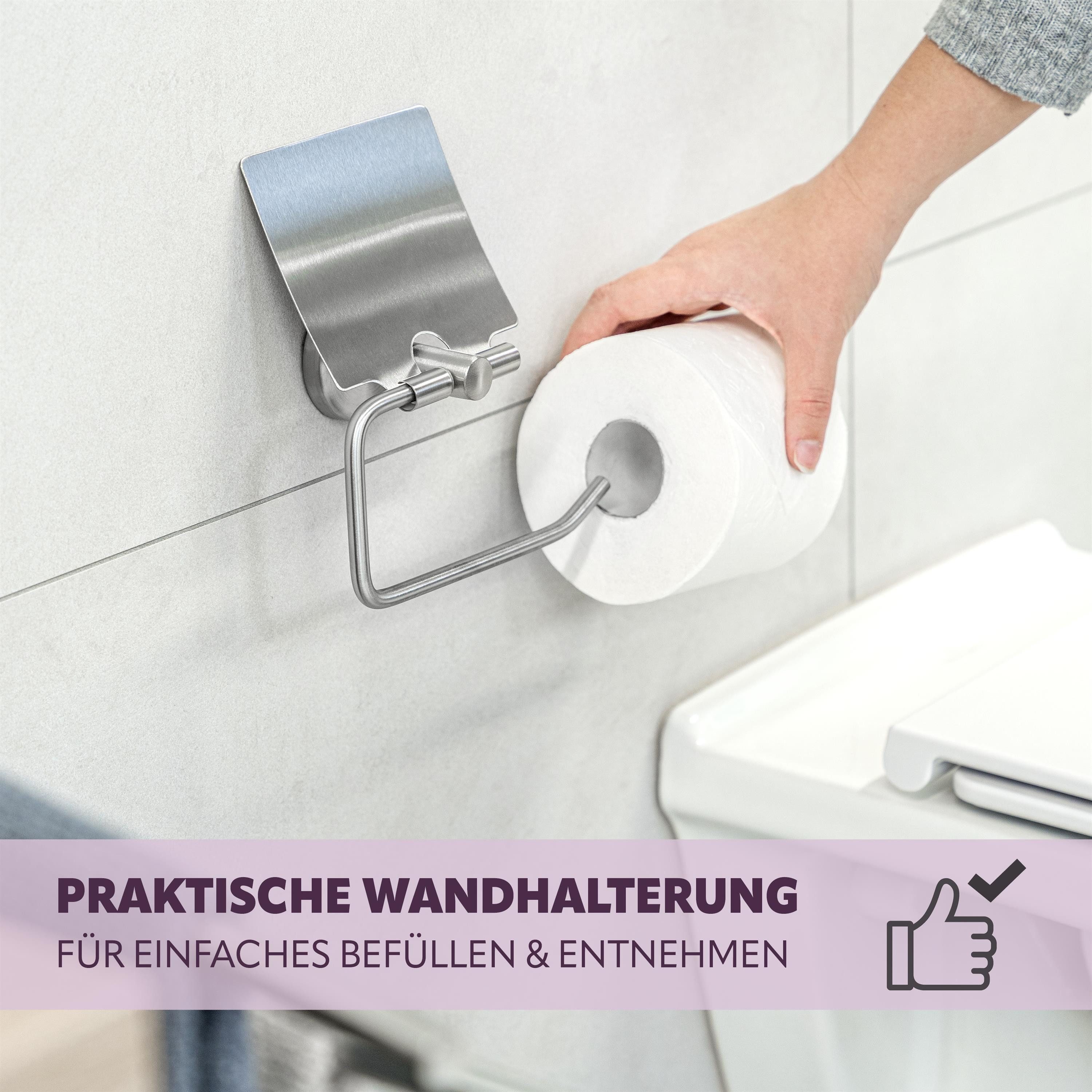 bremermann Toilettenpapierhalter Bad-Serie PIAZZA - mit Blende, Edelstahl matt (1-St), mit Deckel – Bild 3 von 5