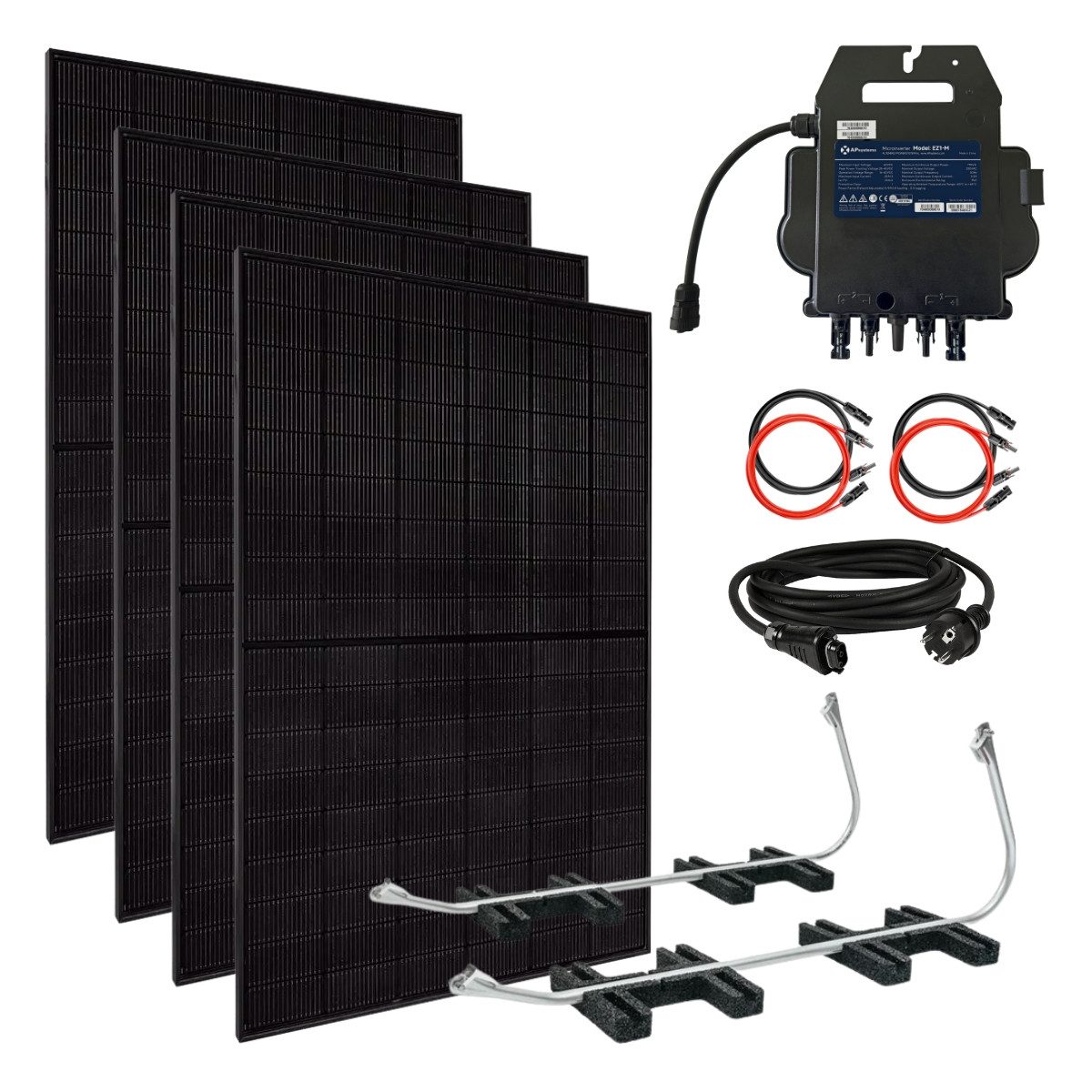 MyVoltaics Balkonkraftwerk MyGarten Solaranlage 1760 Watt – Premium transparent Variante, 1760 W, bifaziale Module (bis zu +30% mehr Modulleistung), (Set, 9-St., 4 Solarmodule TopCON Technologie Bifazial Wechselrichter steckerfertig), Genehmigungsfreies Balkonkraftwerk 1760+ Watt im Komplettset
