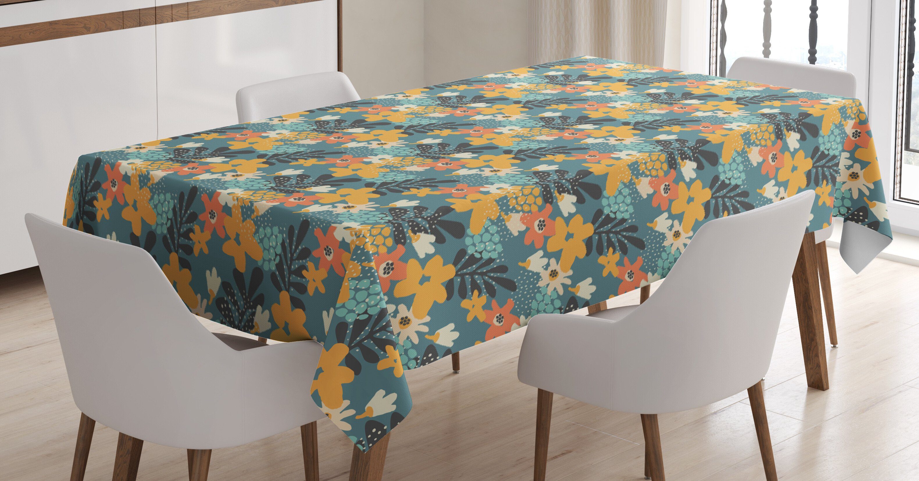 Farben, Farbfest Abstrakte Außen Garten-Gekritzel Tischdecke Für Klare Abakuhaus Blumen Waschbar geeignet Bereich den