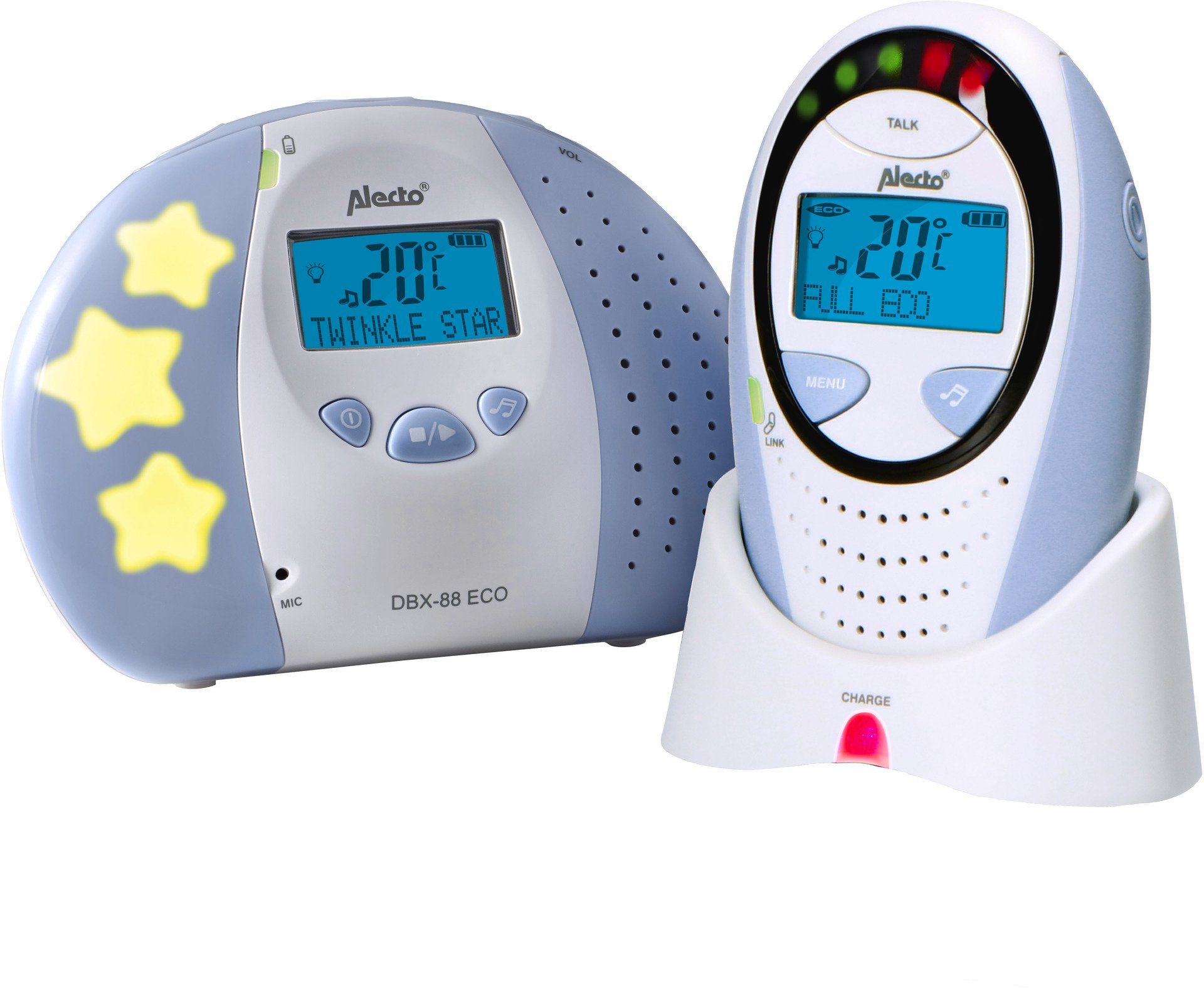 mit DBX-88 Babyphone Blau Display, Babyphone Alecto Gegensprechfunktion mit DECT ECO