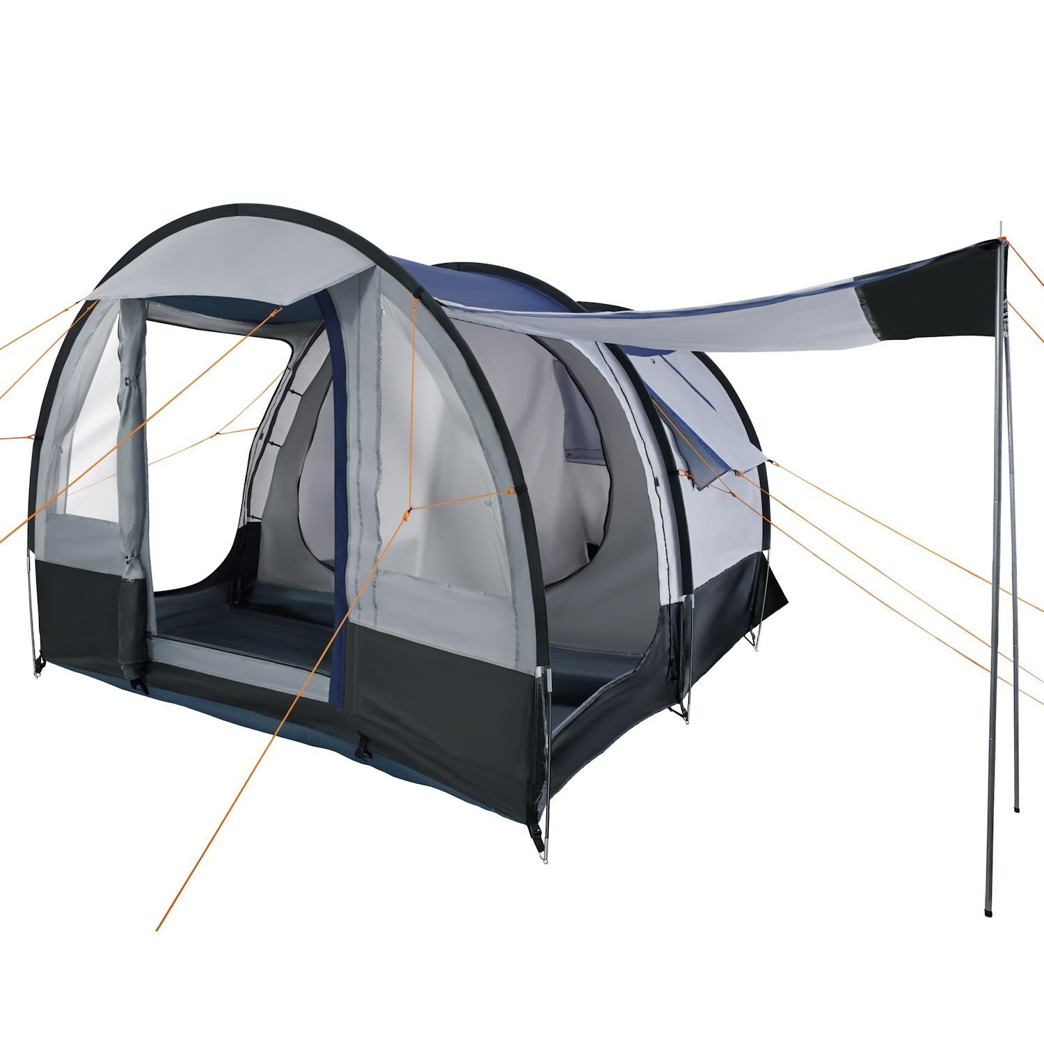 CampFeuer Tunnelzelt Smart für 4 Personen, Schwarz / Blau / Grau, 2000 mm Wassersäule, Personen: 4