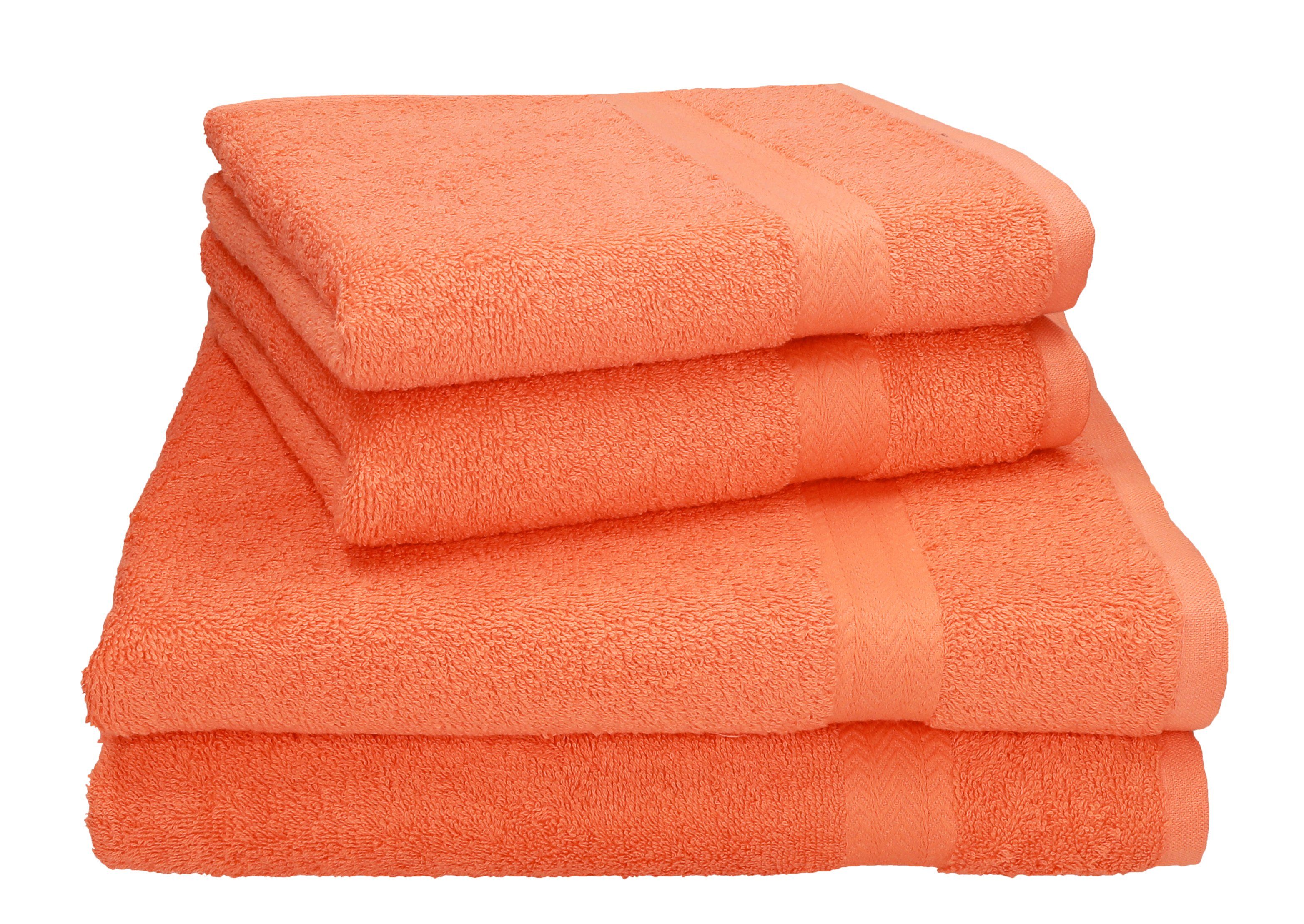 Betz Handtuch Set 4-tlg. PREMIUM 2 Handtücher und 2 Duschtücher, 100% Baumwolle, (4-tlg) blutorange | Handtuch-Sets