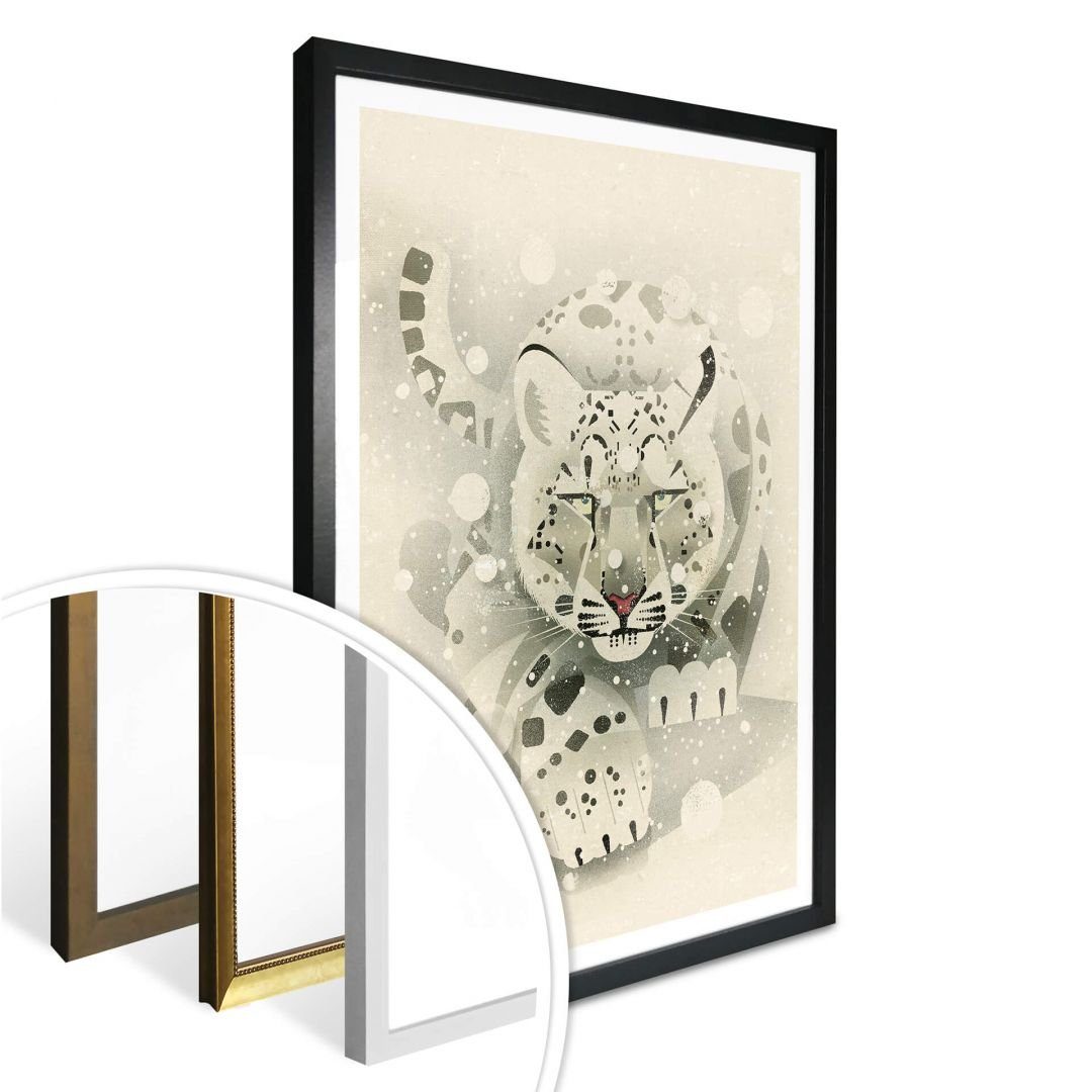 K&L Wall Art Poster Poster Braun Safari Deko wilde Katze Schnee Leopard, Kinderzimmer Wandbild modern