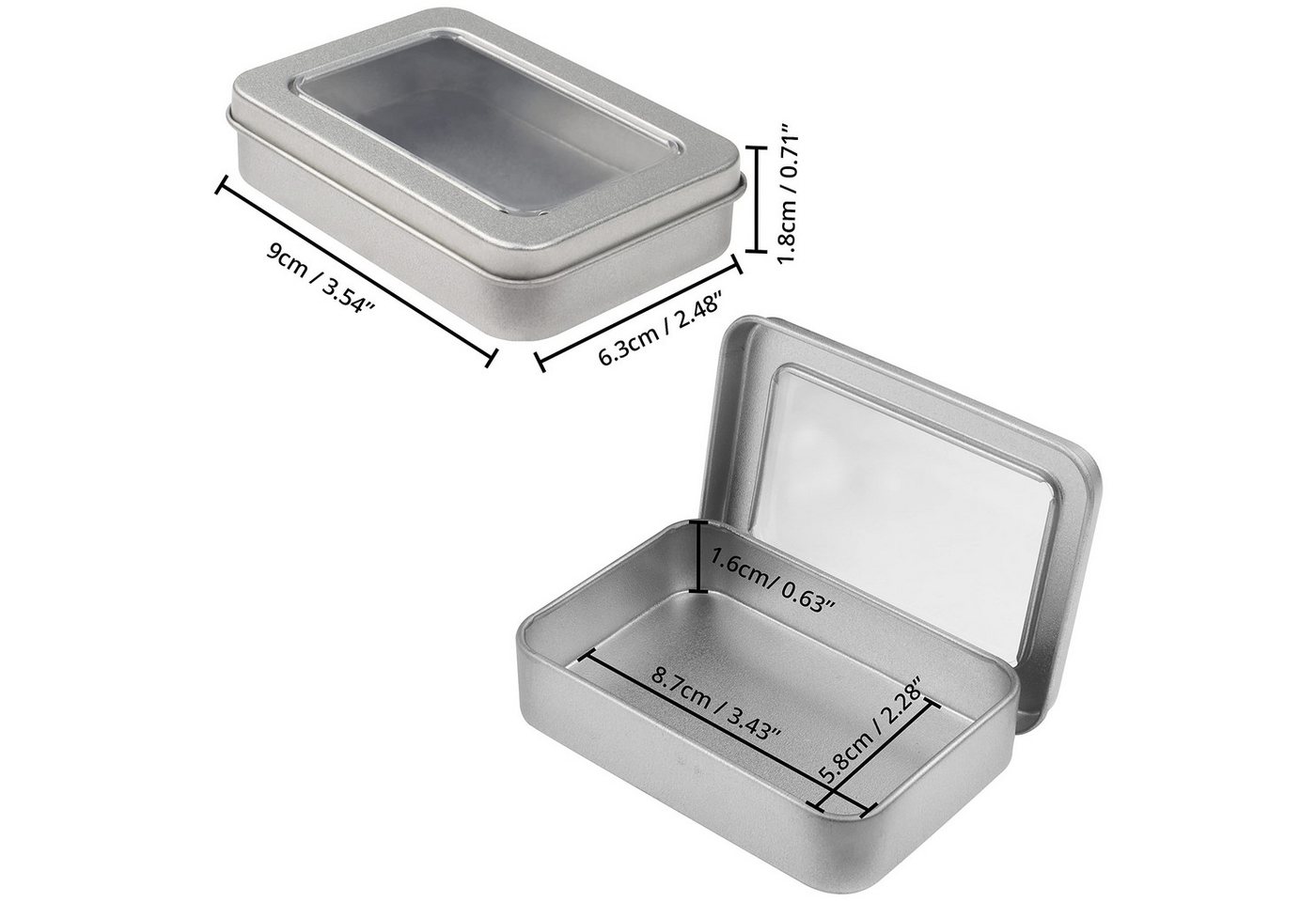 Thumbnail - Kurtzy Aufbewahrungsbox Silver Metal Boxes (20 Pack) - Small Storage Containers 9x6,3x1,8cm (20 St)
