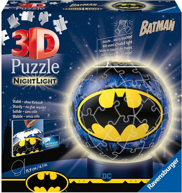 Image of 2in1 Nachtlich & puzzleball® Ø13 cm, 72 Teile , Batman