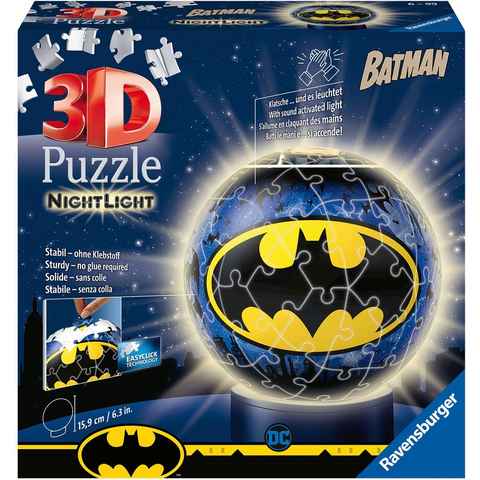 Ravensburger Puzzleball Nachtlicht Batman, 72 Puzzleteile, mit Leuchtsockel inkl. LEDs; FSC® - schützt Wald - weltweit