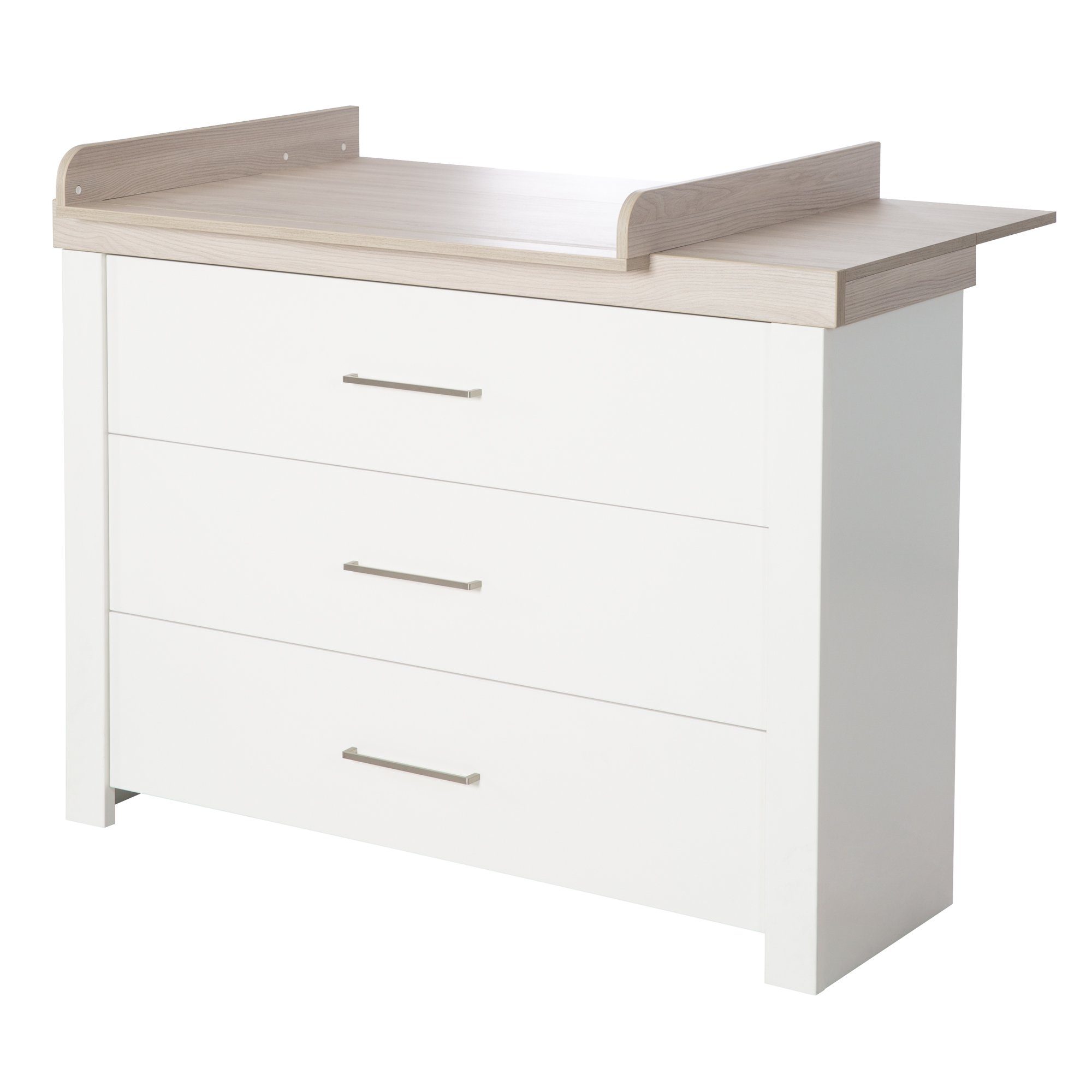 roba® Wickelkommode Lucy, Wickeltisch mit Wickelansatz - Soft-Close - 3 Schubladen - Weiß