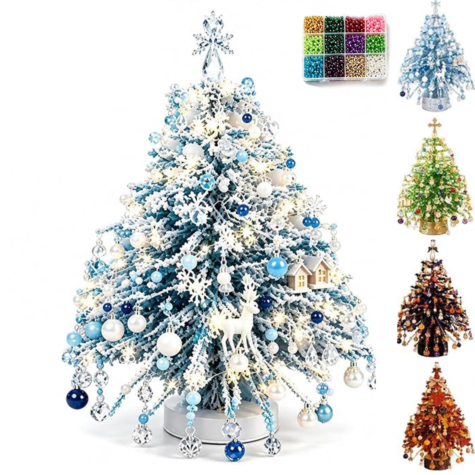 Bomiclss Kreativset DIY Perlen-Weihnachtsbaum mit LED-Licht, 3D Weihnachts-Bastelset, Weihnachtsdekoration zum Selbergestalten, tischdekoration