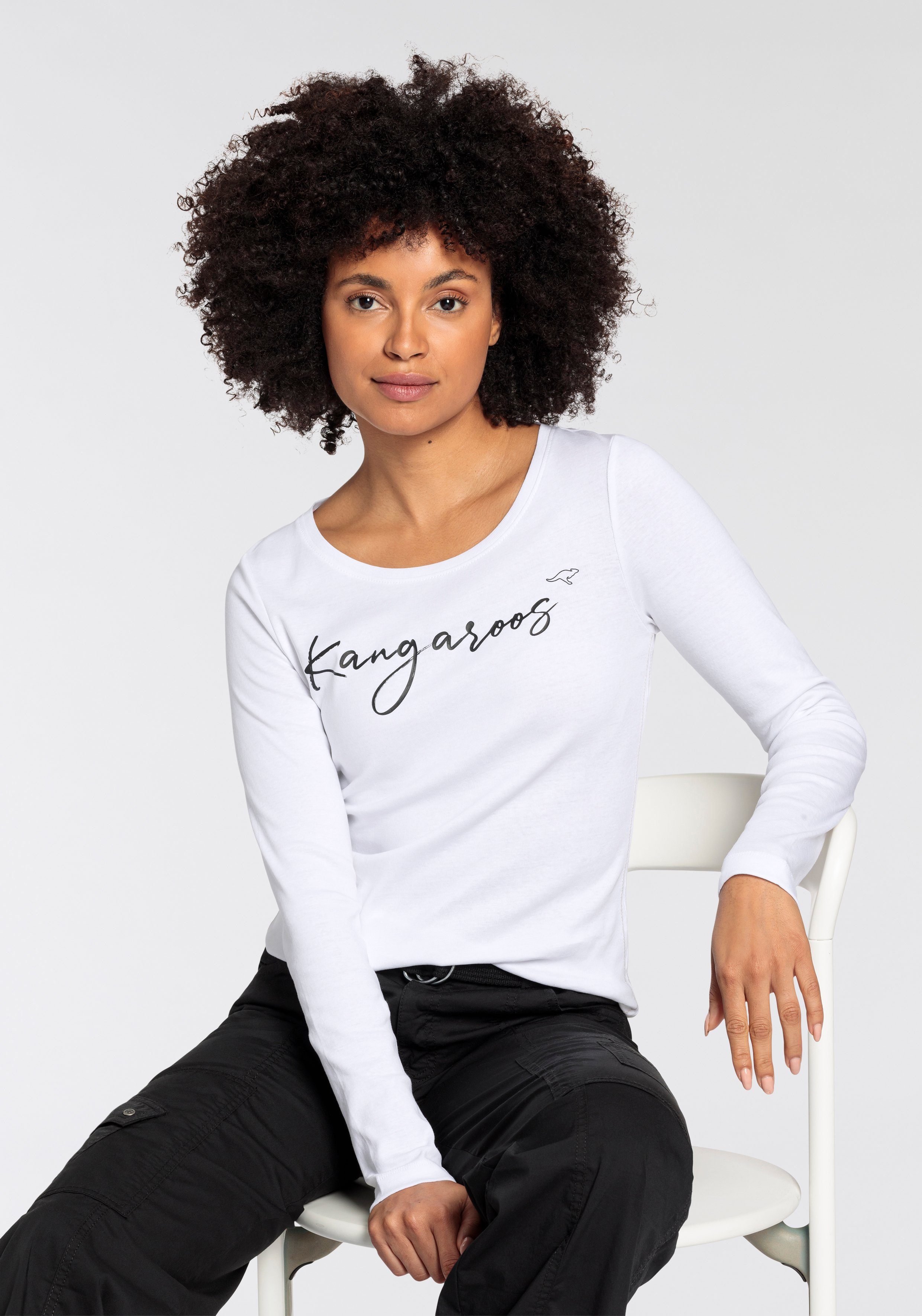 KangaROOS Longsleeve Langarm, sehr figurbetont, aus Rippware, aus 100% Baumwolle