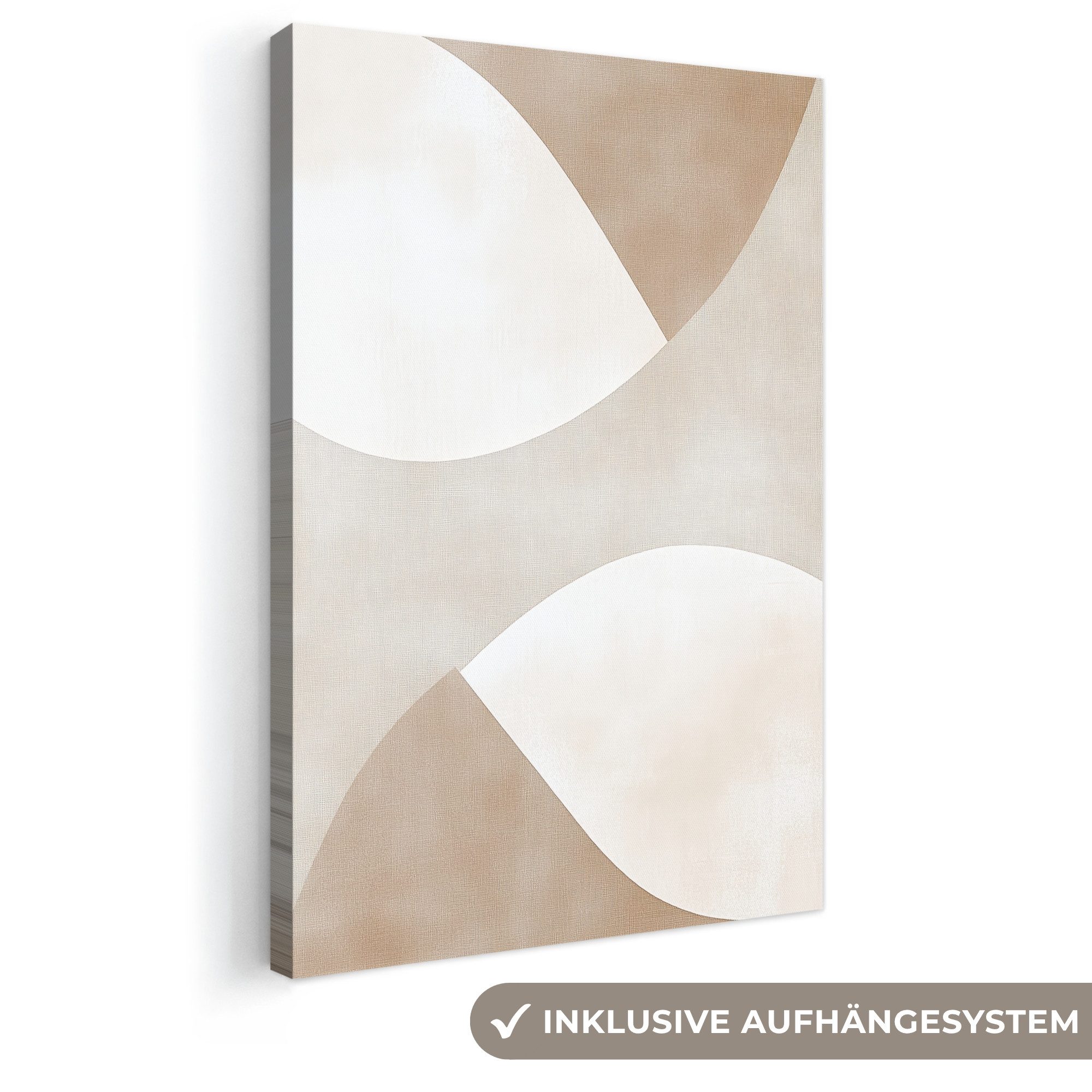 OneMillionCanvasses® Leinwandbild Braun - Japandi - Abstrakt, Fotodruck (1 St), Leinwand Canvas Wandbild, Wanddekoration 20x30 cm