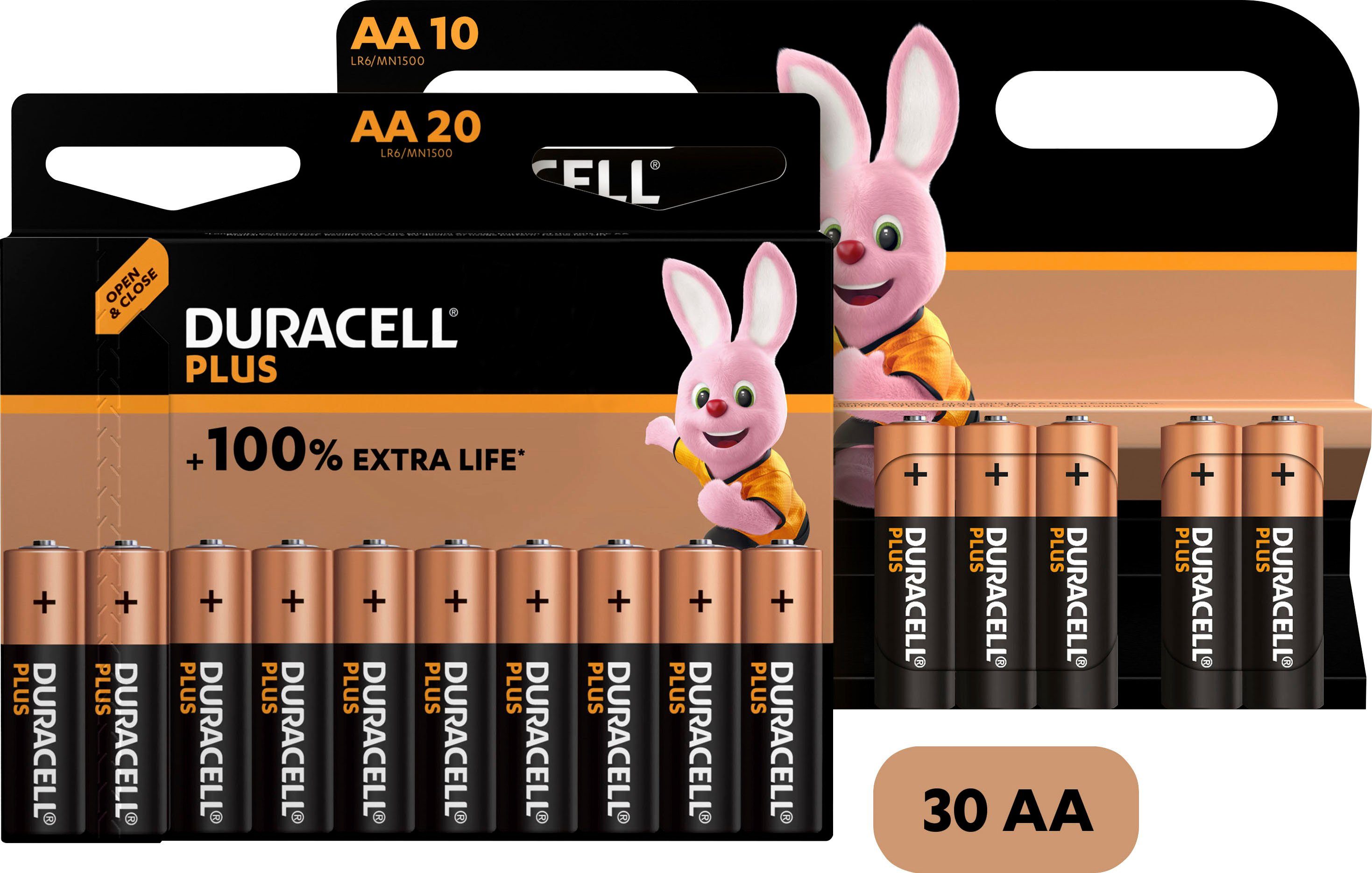 Duracell »20+10 Pack: 30x Mignon/AA/LR06« Batterie, LR06 (30 St), 1,5V  online kaufen | OTTO