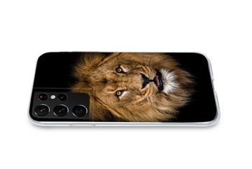 MuchoWow Handyhülle Löwe - Porträt - Schwarz - Tiere, Phone Case, Handyhülle Samsung Galaxy S21 Ultra, Silikon, Schutzhülle
