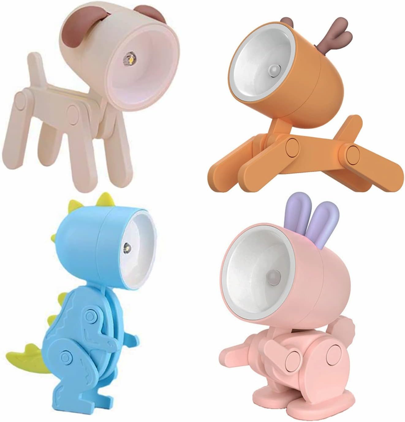 FELIXLEO LED Nachttischlampe 4er Tier Nachtlicht Mini Lampe Kindergeburtstag Mitgebsel Geschenk