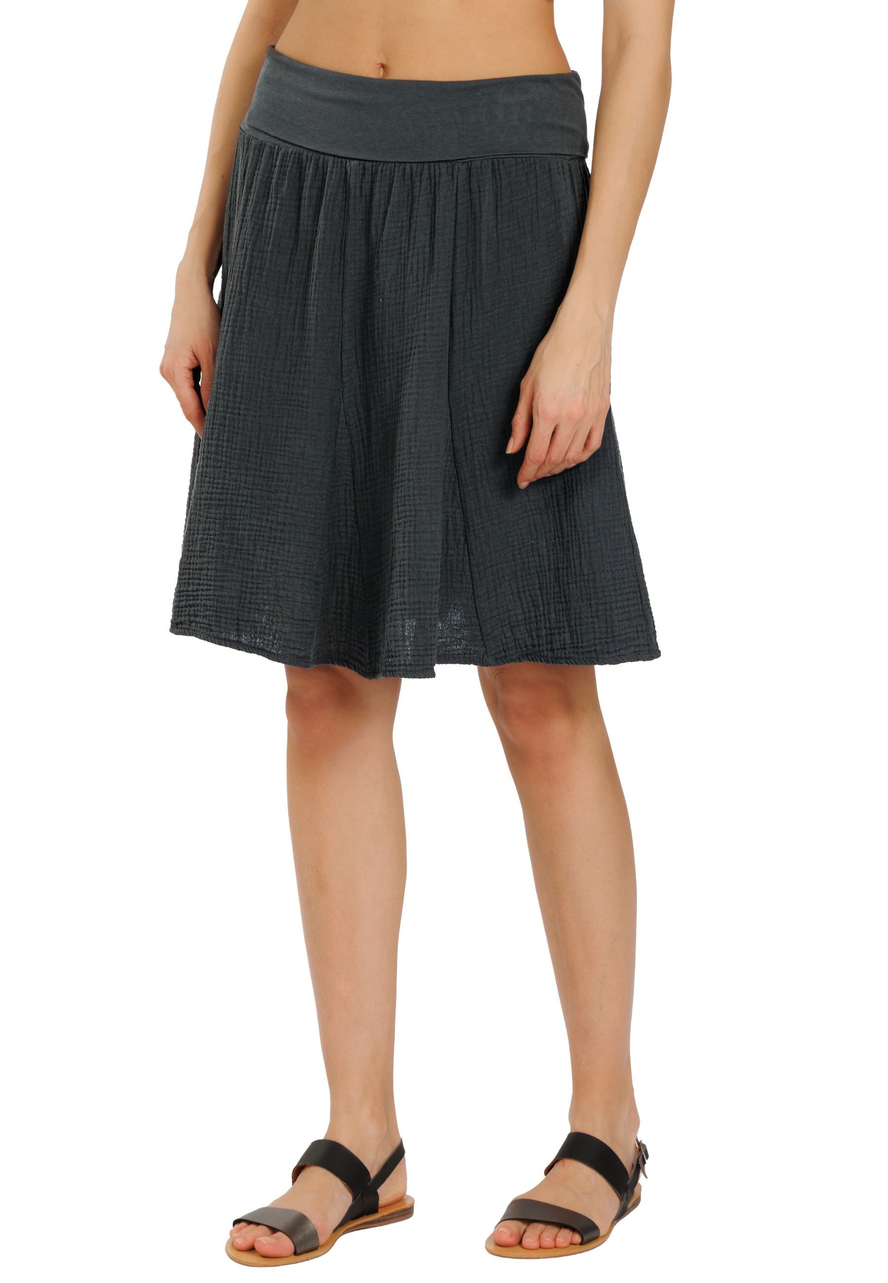 Caspar Faltenrock Damen Musselin Midi Rock knielang 100% Baumwolle Made in Italy - Ro037