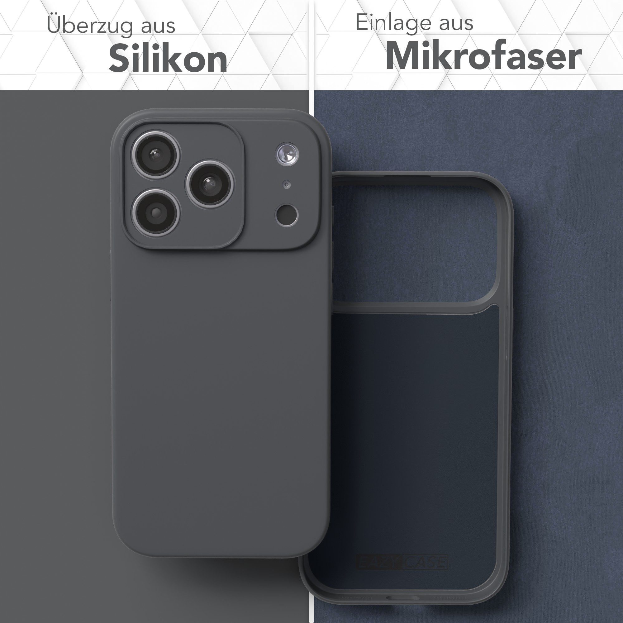 EAZY CASE Handyhülle für Apple iPhone 17 Pro Hülle Silikon 6,3 Zoll, Hülle mit Kameraschutz Handycase Soft Smart Slimcover matt Dunkelgrau