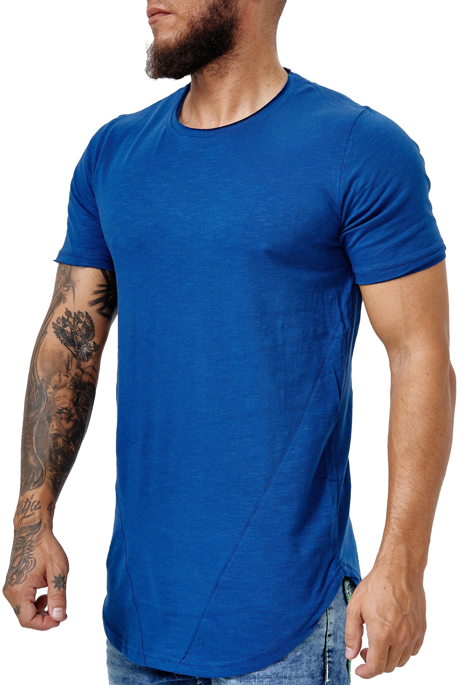 OneRedox T-Shirt TS-3751C (Shirt Polo Kurzarmshirt Tee, 1-tlg) Fitness Freizeit Casual Navy