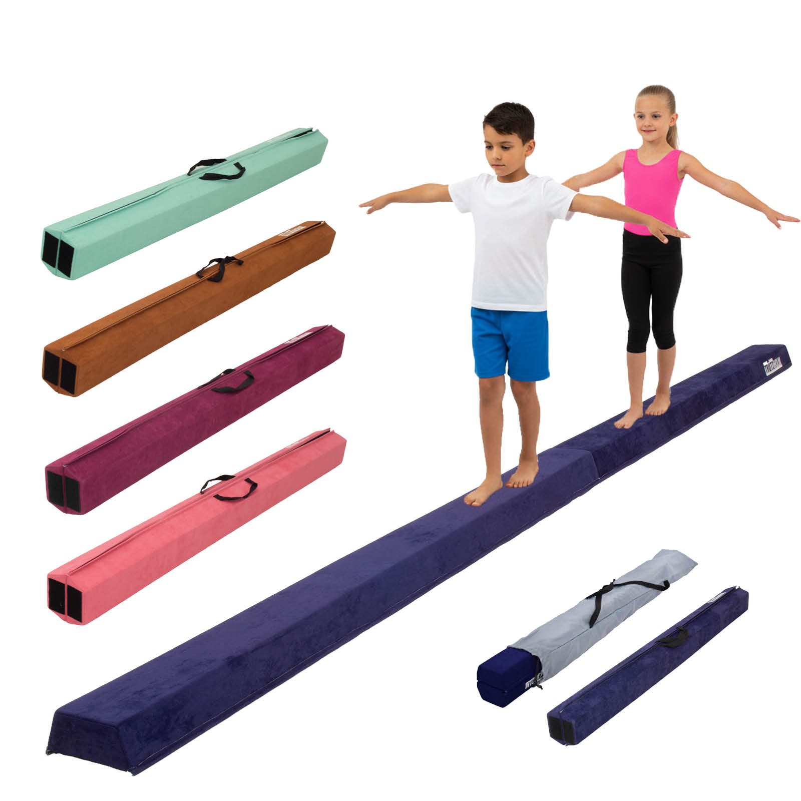 TRUTZHOLM Balanceboard Schwebebalken 300 cm blau tragbarer Turnbalken inkl.Tragetasche, klappbar, tragbar, bodennah, kombinierbar