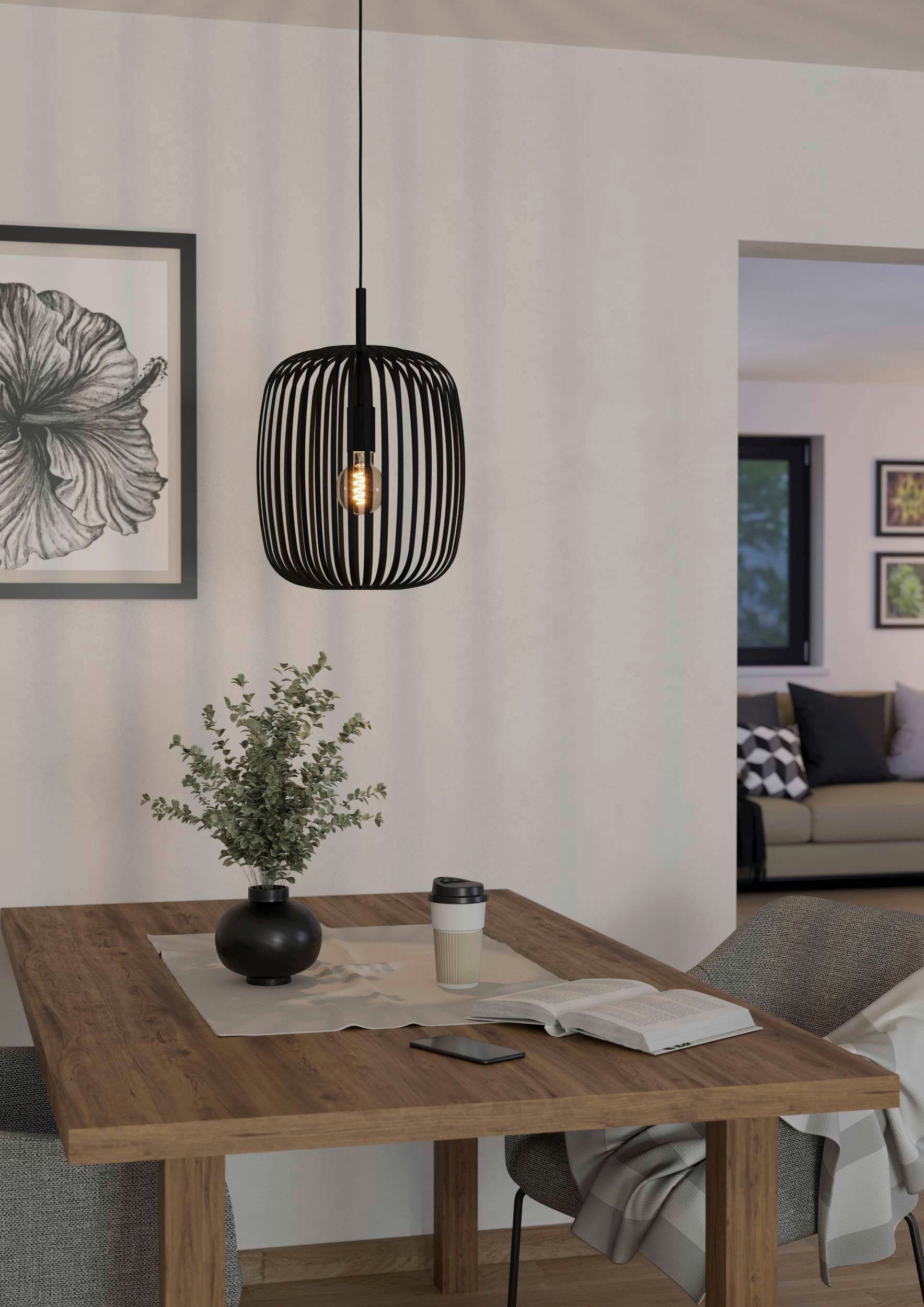 EGLO Pendelleuchte Hängeleuchte ROMAZZINA, exkl. E27, Stahl, Pendellampe, ohne Leuchtmittel, Esszimmerlampe, 110x32,5 cm (HxD), 1-flammig, modern, minimalistisch