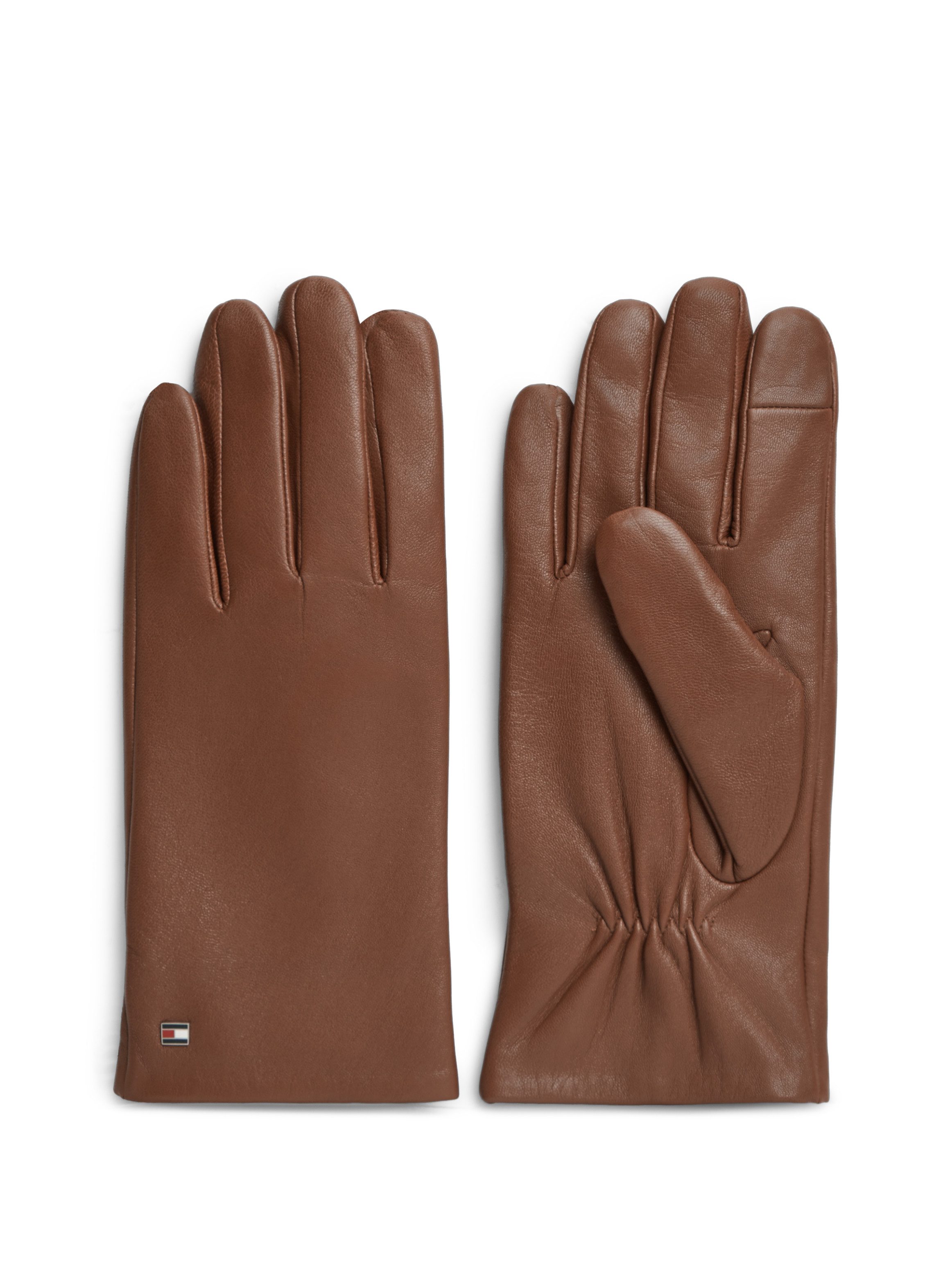 Tommy Hilfiger Lederhandschuhe ESSENTIAL FLAG LEATHER GLOVES mit Tommy Hilfiger Flagge
