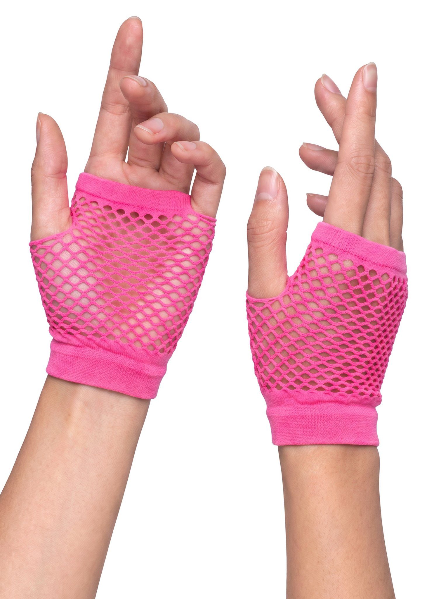 Boland Kostüm 80er Kostüm Netzhandschuhe pink Karneval Fasching, Fingerlose Fishnet-Handschuhe als Basic für Deinen Neon-Style