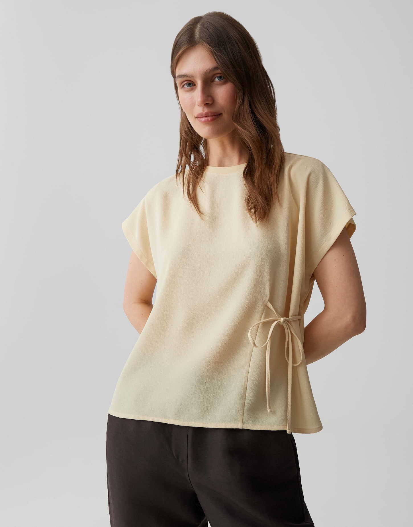 OPUS Kurzarmshirt SIFEM mit dezenter Struktur Shirt Loose Fit Justierbare Kordel für eine variabel definierte Silhouette