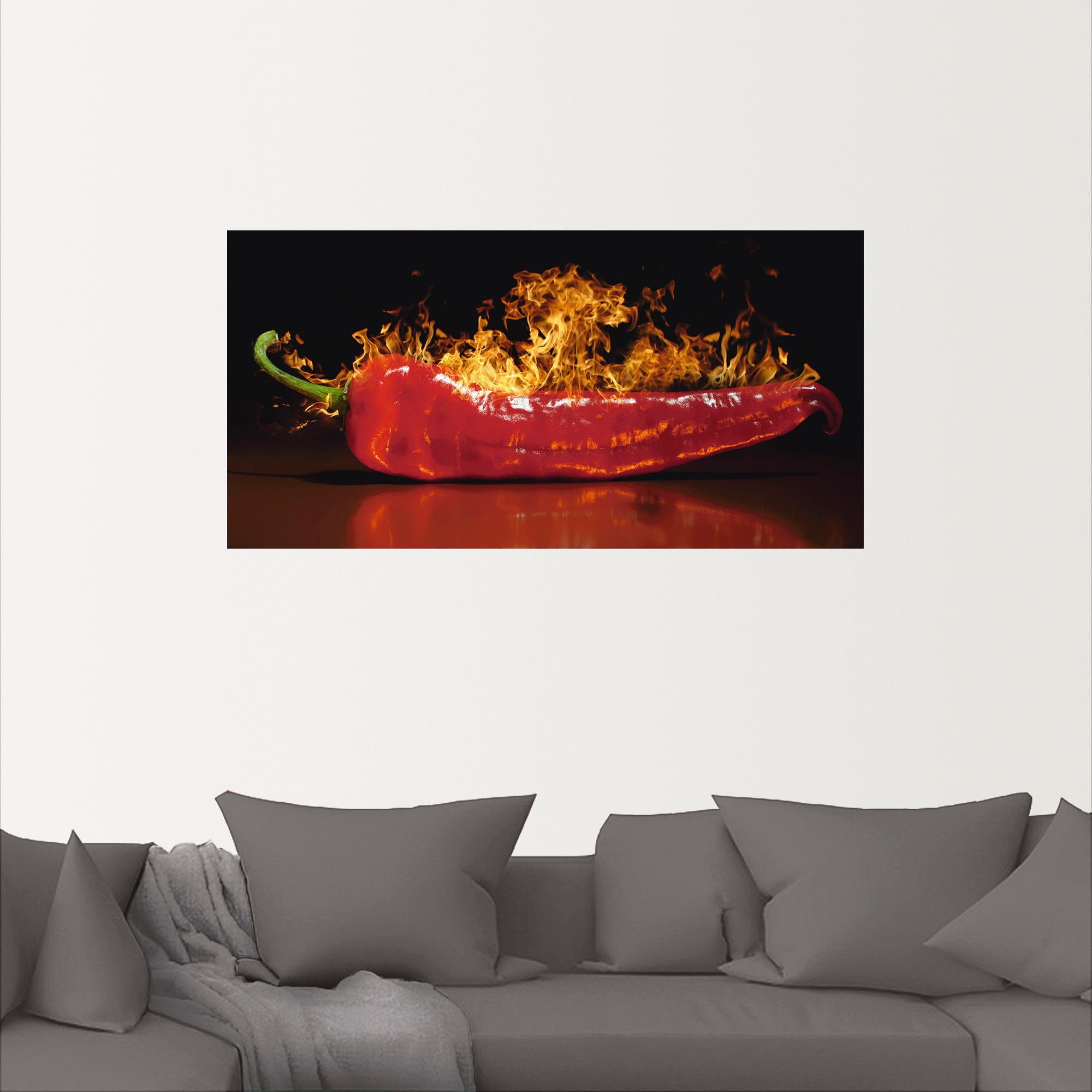 Artland Wandbild Größen als St), Roter (1 scharfer Wandaufkleber versch. Lebensmittel Chilipfeffer, Alubild, Leinwandbild, oder Poster in