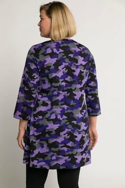 Ulla Popken Longshirt Longshirt Camouflage Rundhals 3/4-Arm