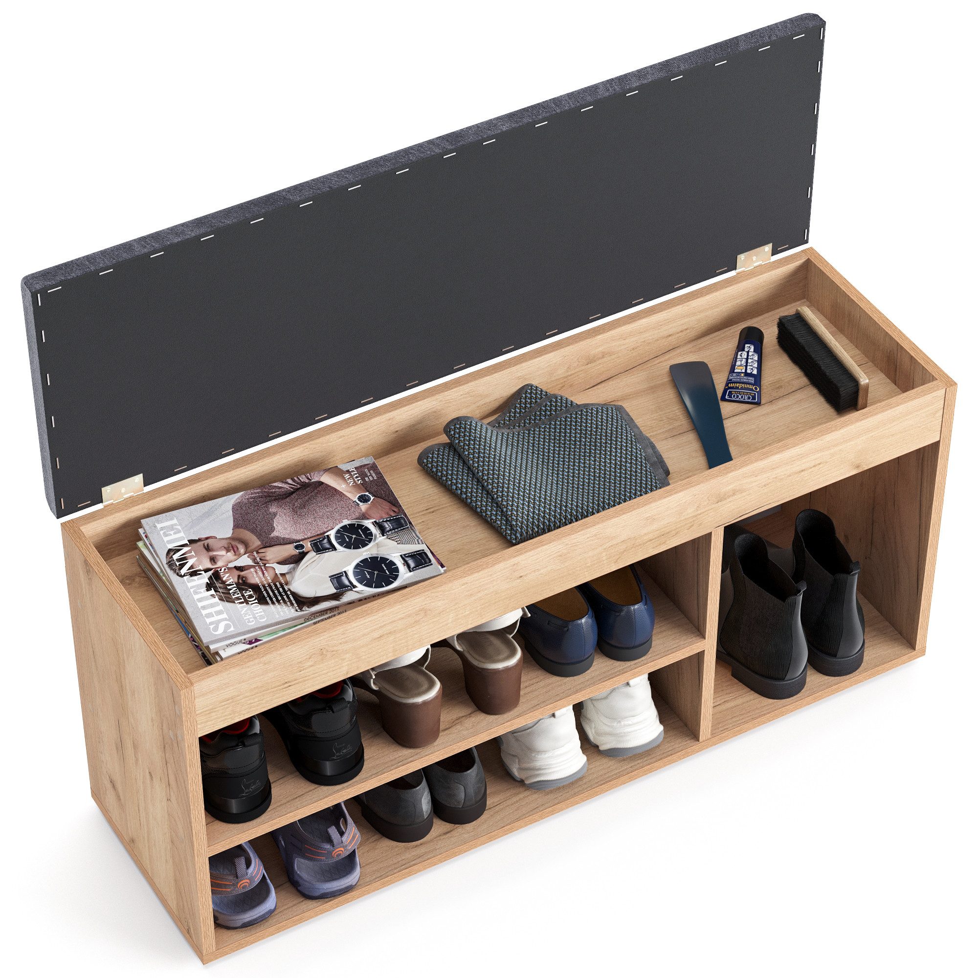 KOMTO Schuhbank Mit Sitzfläche Schuhregal Bank mit Stauraum Schuhschrank mi günstig online kaufen