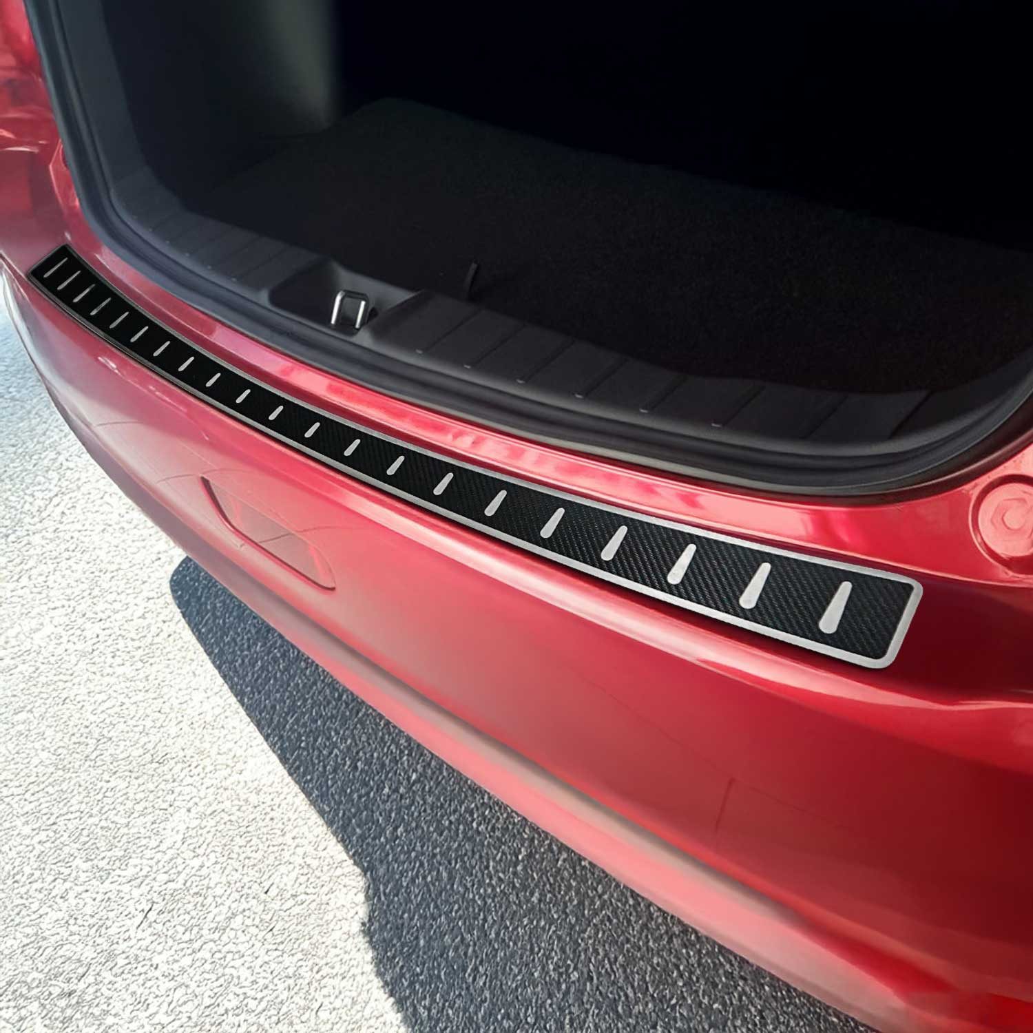 OMAC Ladekantenschutz für Mitsubishi ASX 2010-2019 Chrom Kohlefaserfolien, Zubehör für Mitsubishi ASX 2010-2019, Langlebig,Einfache Reinigung,Einfache Installation,Rostbeständig
