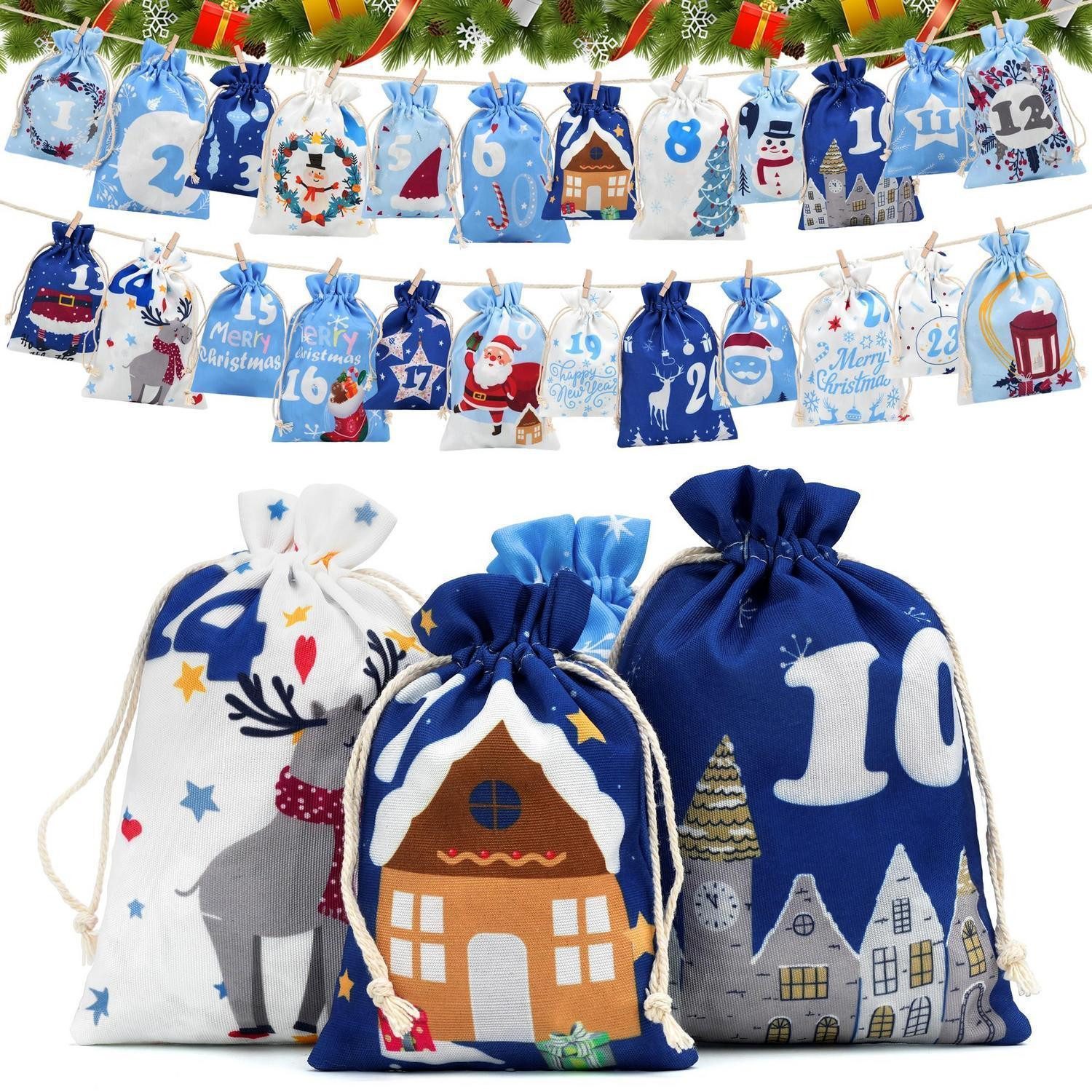LuxusKollektion befüllbarer Adventskalender Adventskalender zum Befüllen 2026 Stoffbeutel 2 Größen DIY