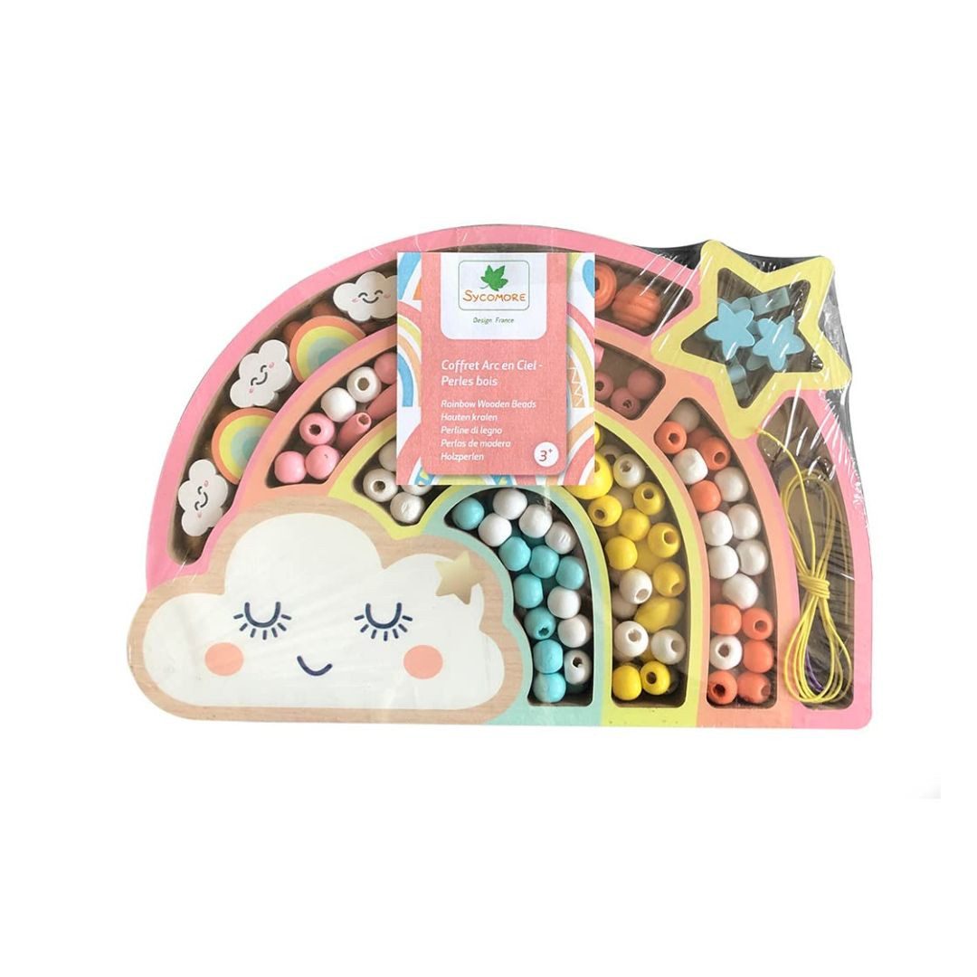 suebidou Bastelperlen Holzperlen in Pastellfarben zum Gestalten Kreativset Fädeln