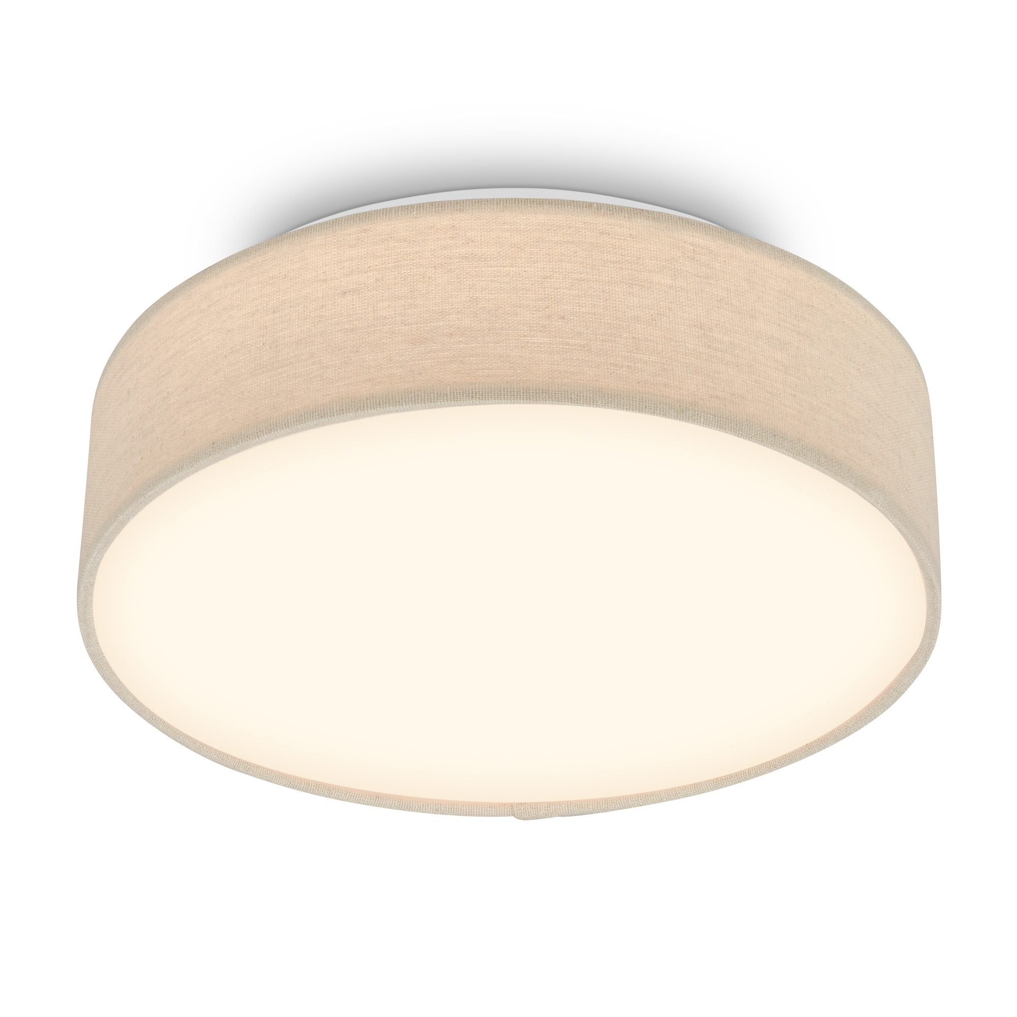 Briloner Leuchten LED Deckenleuchte Stoff-Deckenlampe Textillampe Stoffschirm Wohnzimmer Schlafzimmer, LED fest integriert, 3000K, 30/38x10,5 cm, Wohnzimmer, Schlafzimmer, Flur, Küche