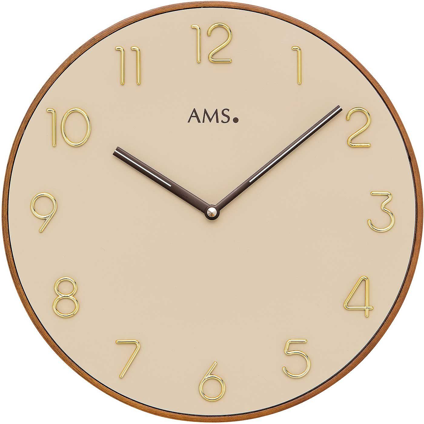 AMS Wanduhr Wanduhr modern Gehäusedurchmesser 33 cm - AMS Modell: 9563